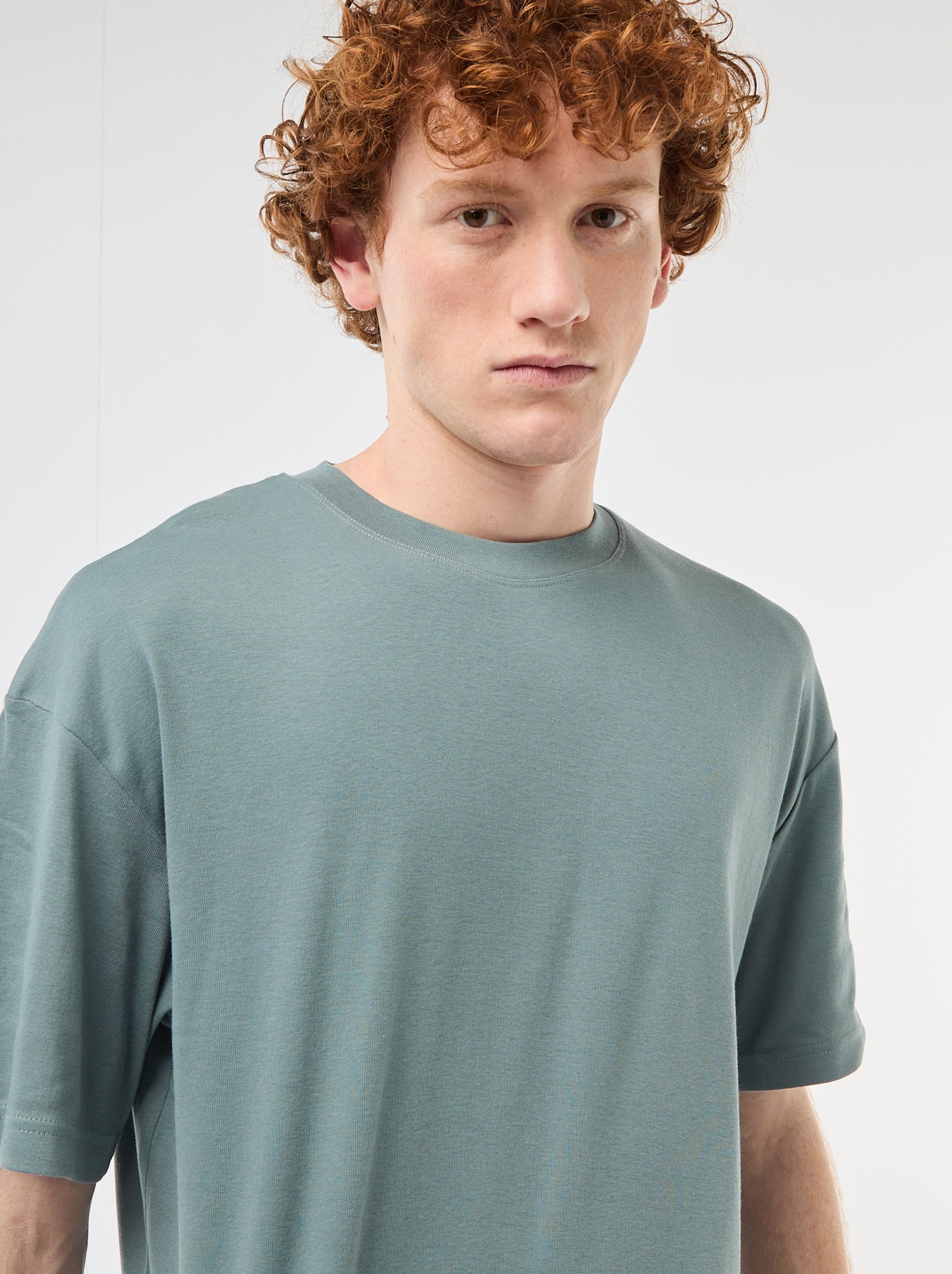 T-shirt col rond en coton - Bleu (BBQ08_40)