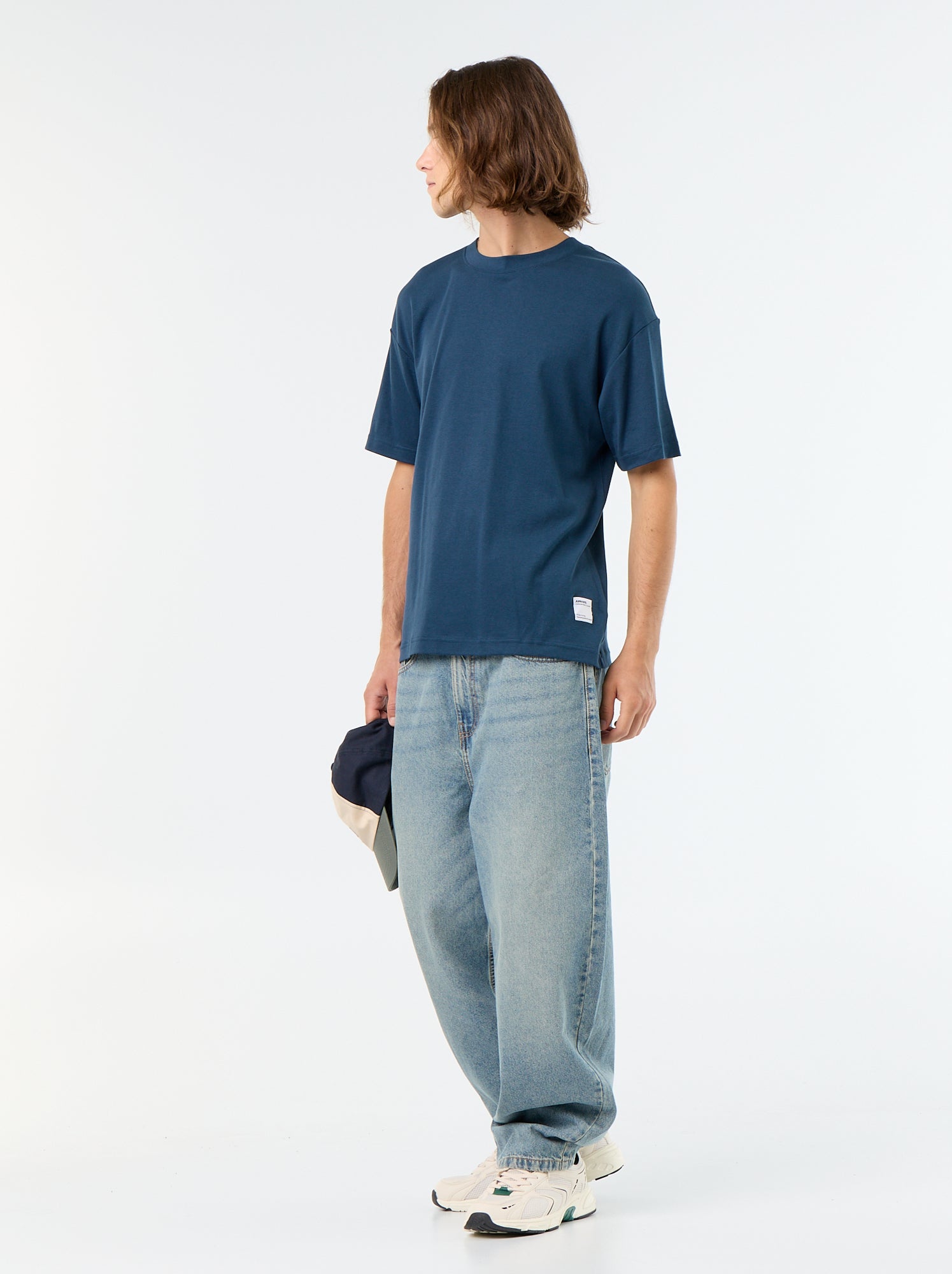 T-shirt col rond en coton - Bleu (BBQ08_44)