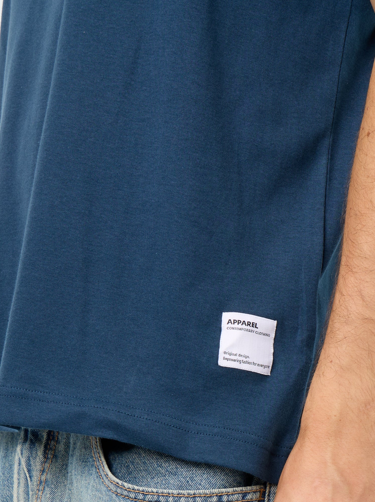 T-shirt col rond en coton - Bleu (BBQ08_44)