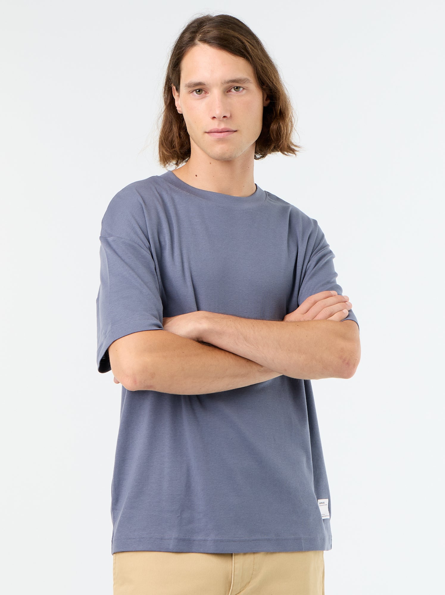 T-shirt col rond en coton - Gris