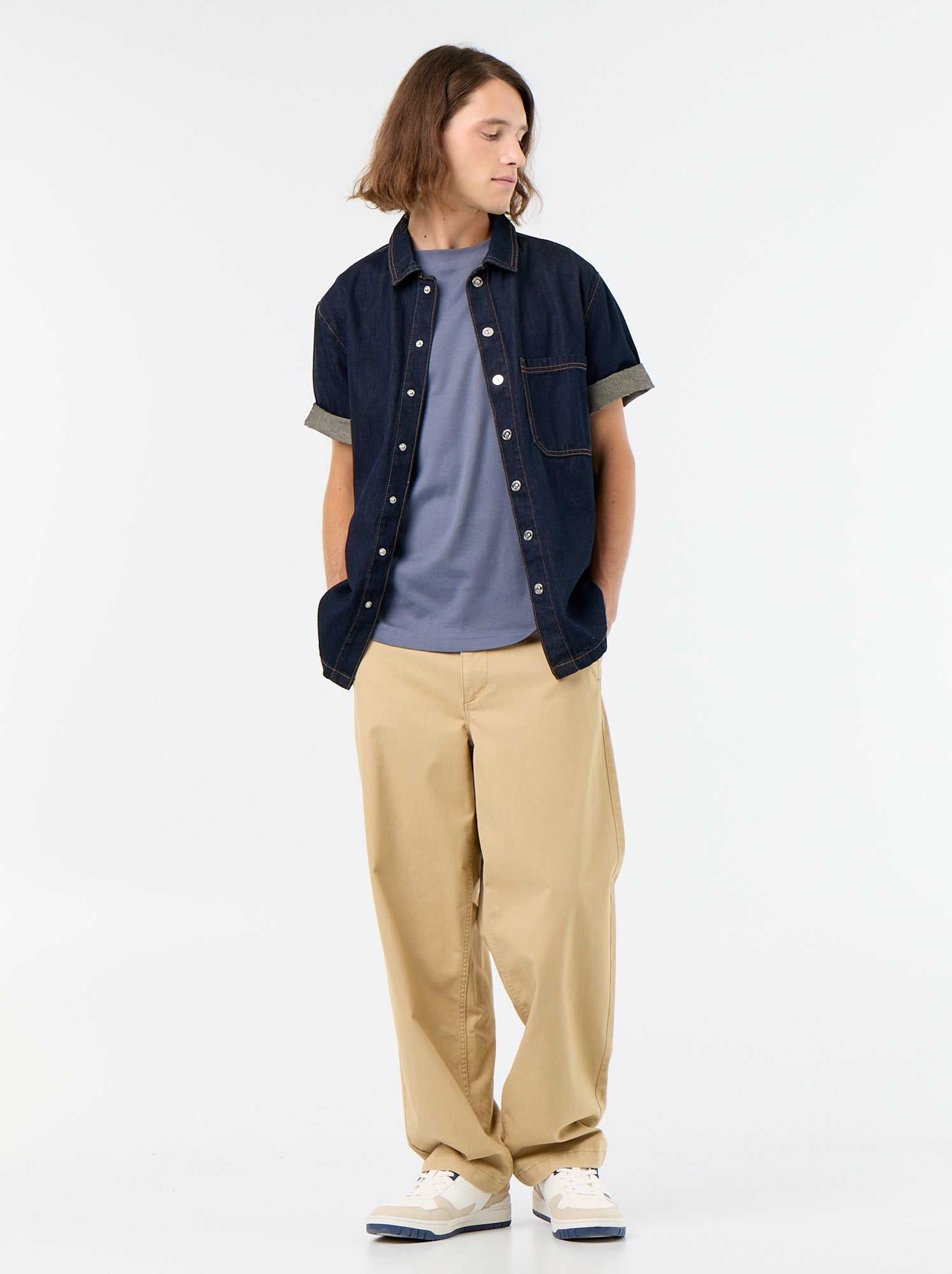 T-shirt col rond en coton - Gris