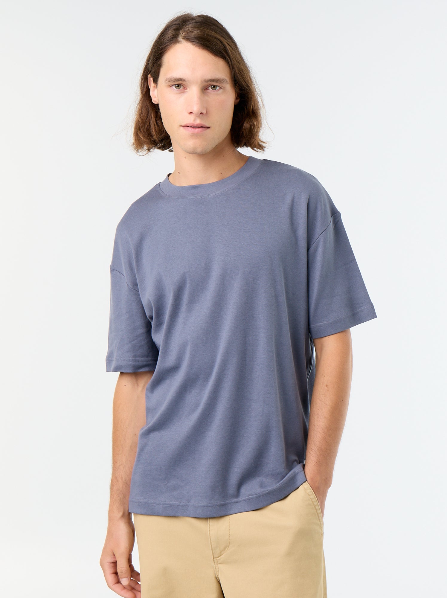 T-shirt col rond en coton - Gris