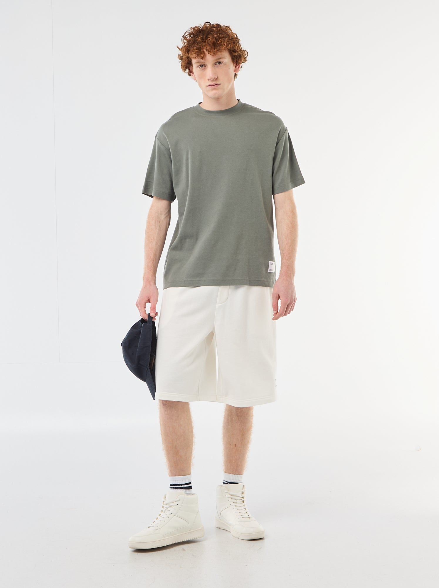 T-shirt col rond en coton - Kaki
