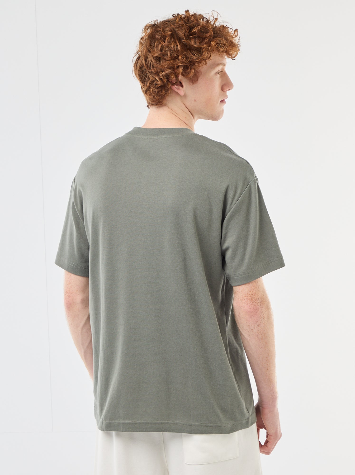 T-shirt col rond en coton - Kaki