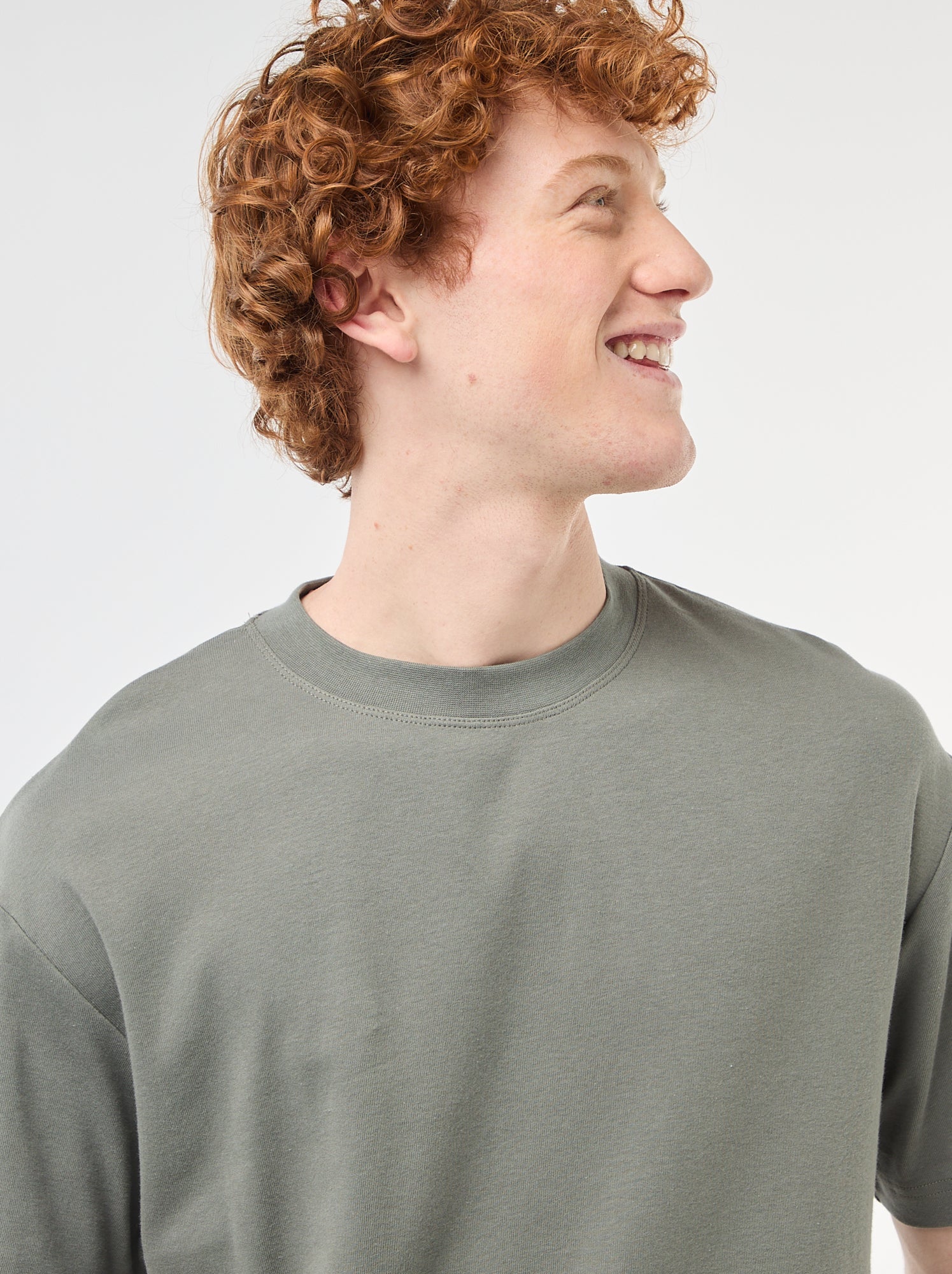 T-shirt col rond en coton - Kaki