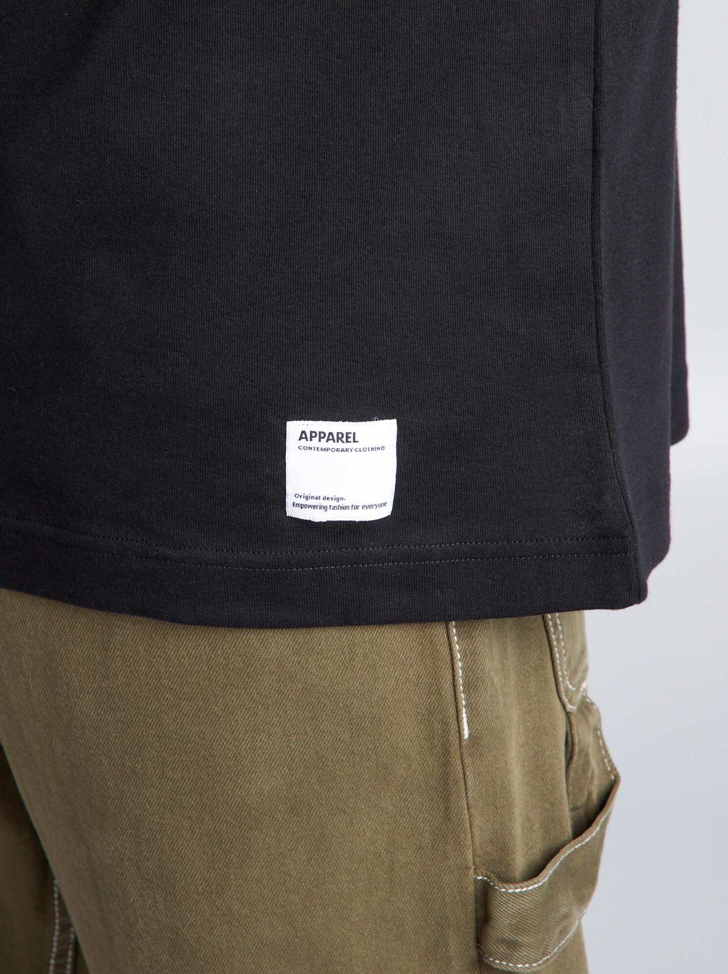 T-shirt col rond en coton - Noir