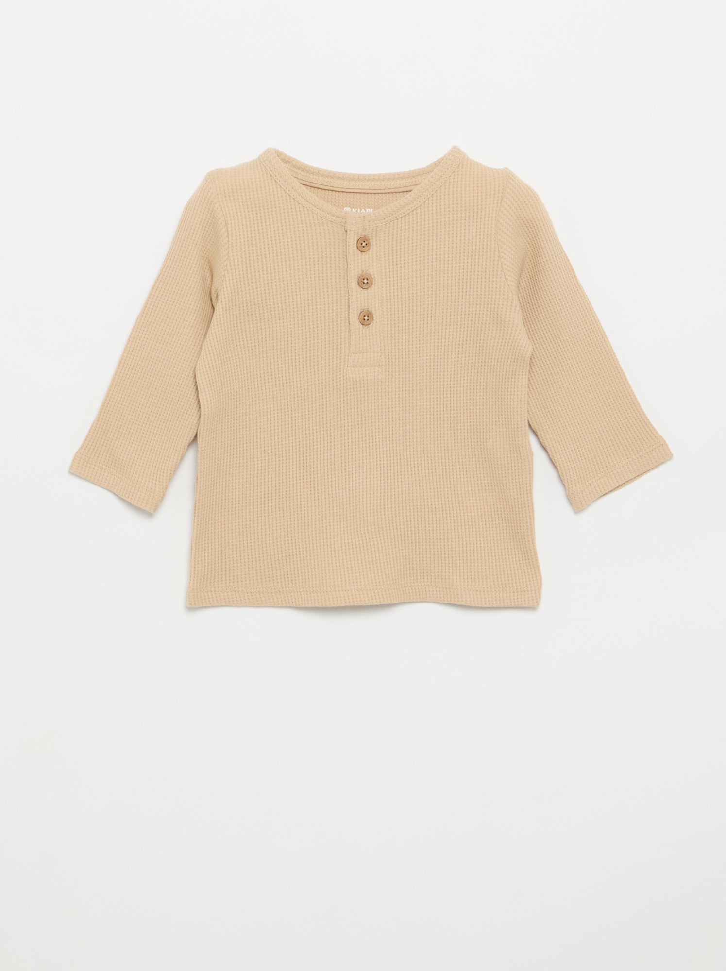 T-shirt col tunisien - Beige