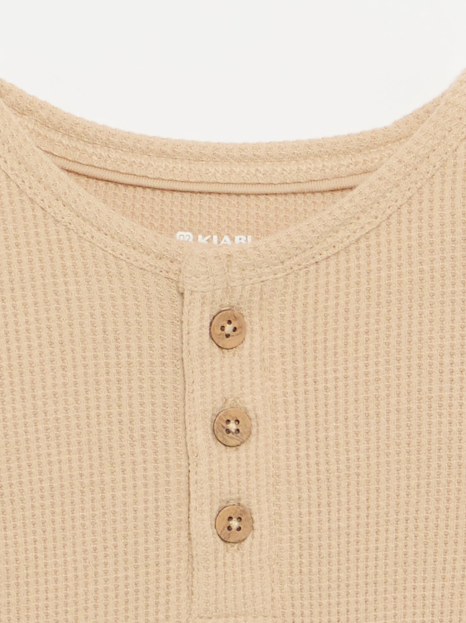 T-shirt col tunisien - Beige
