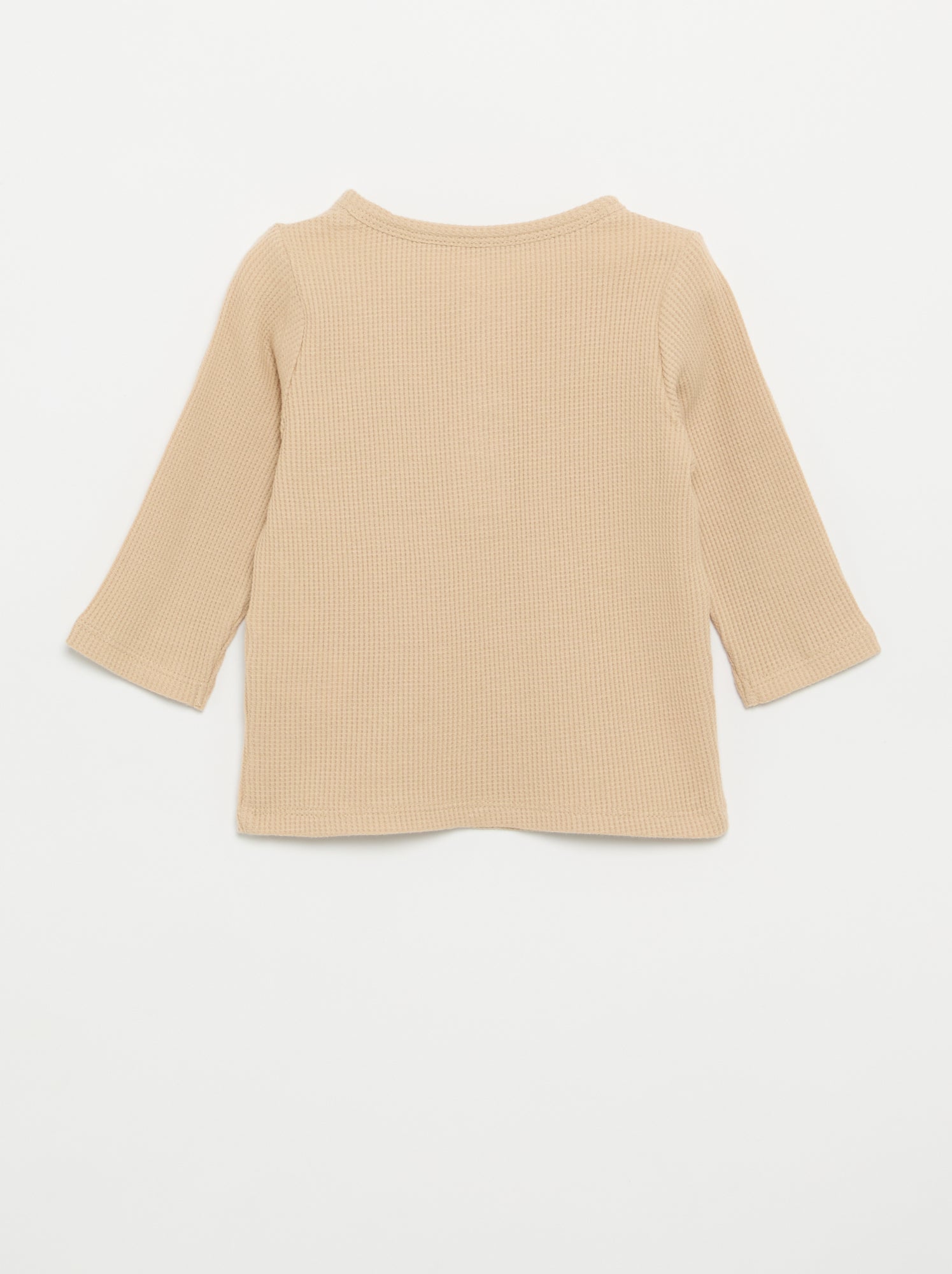 T-shirt col tunisien - Beige