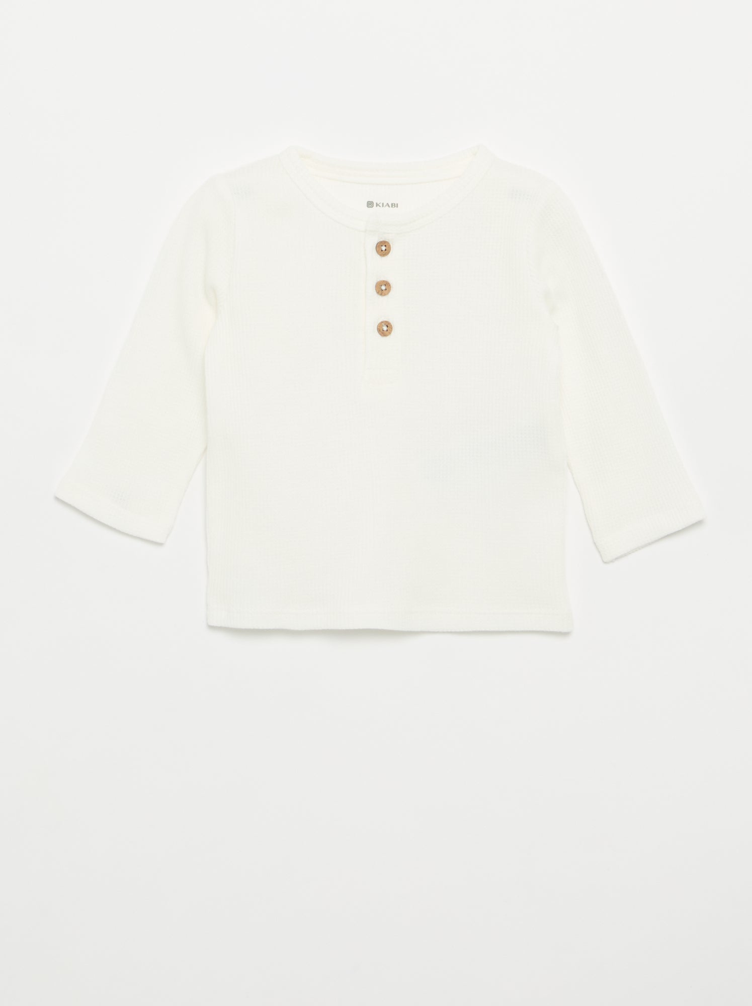 T-shirt col tunisien - Blanc