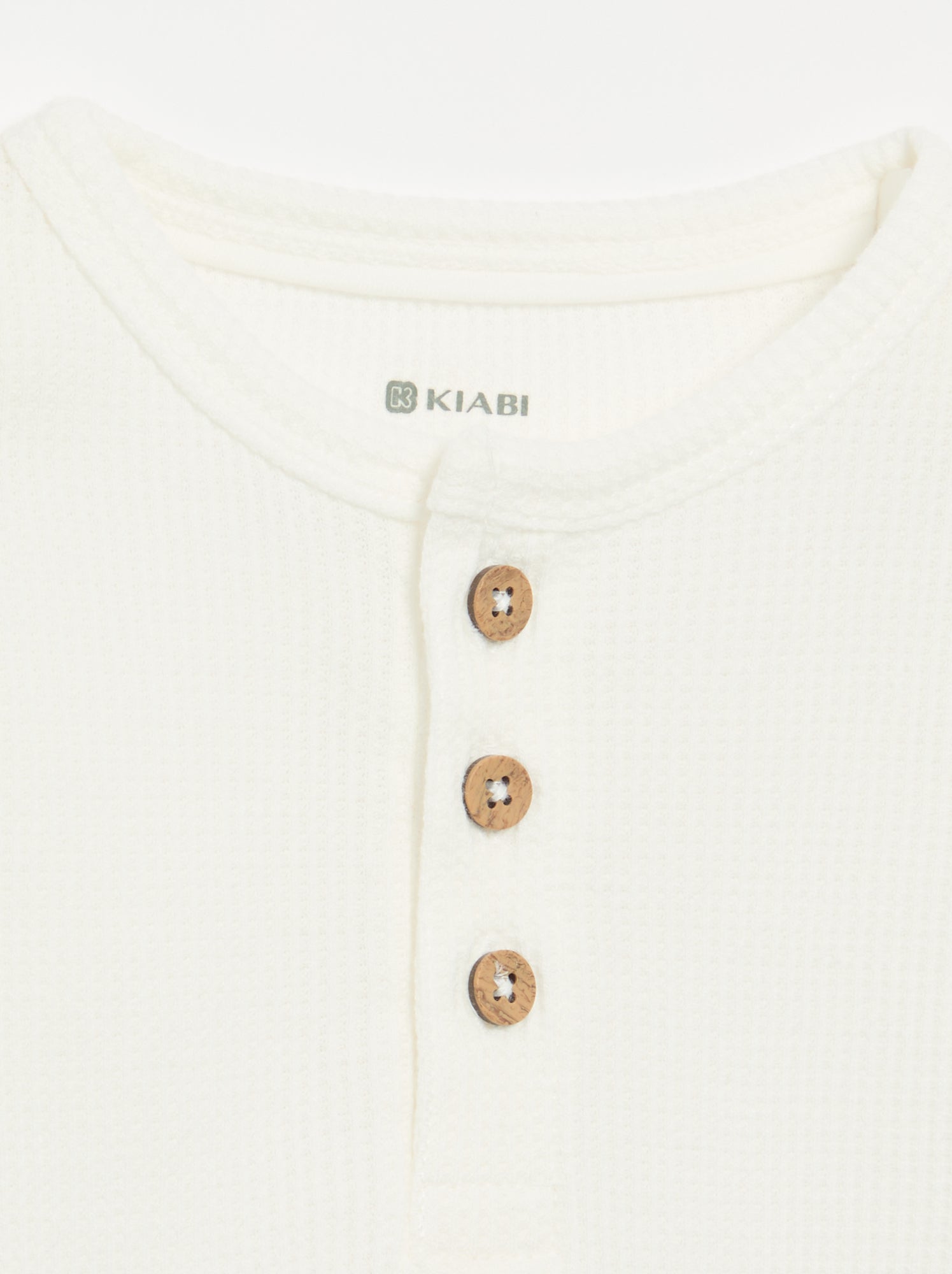 T-shirt col tunisien - Blanc