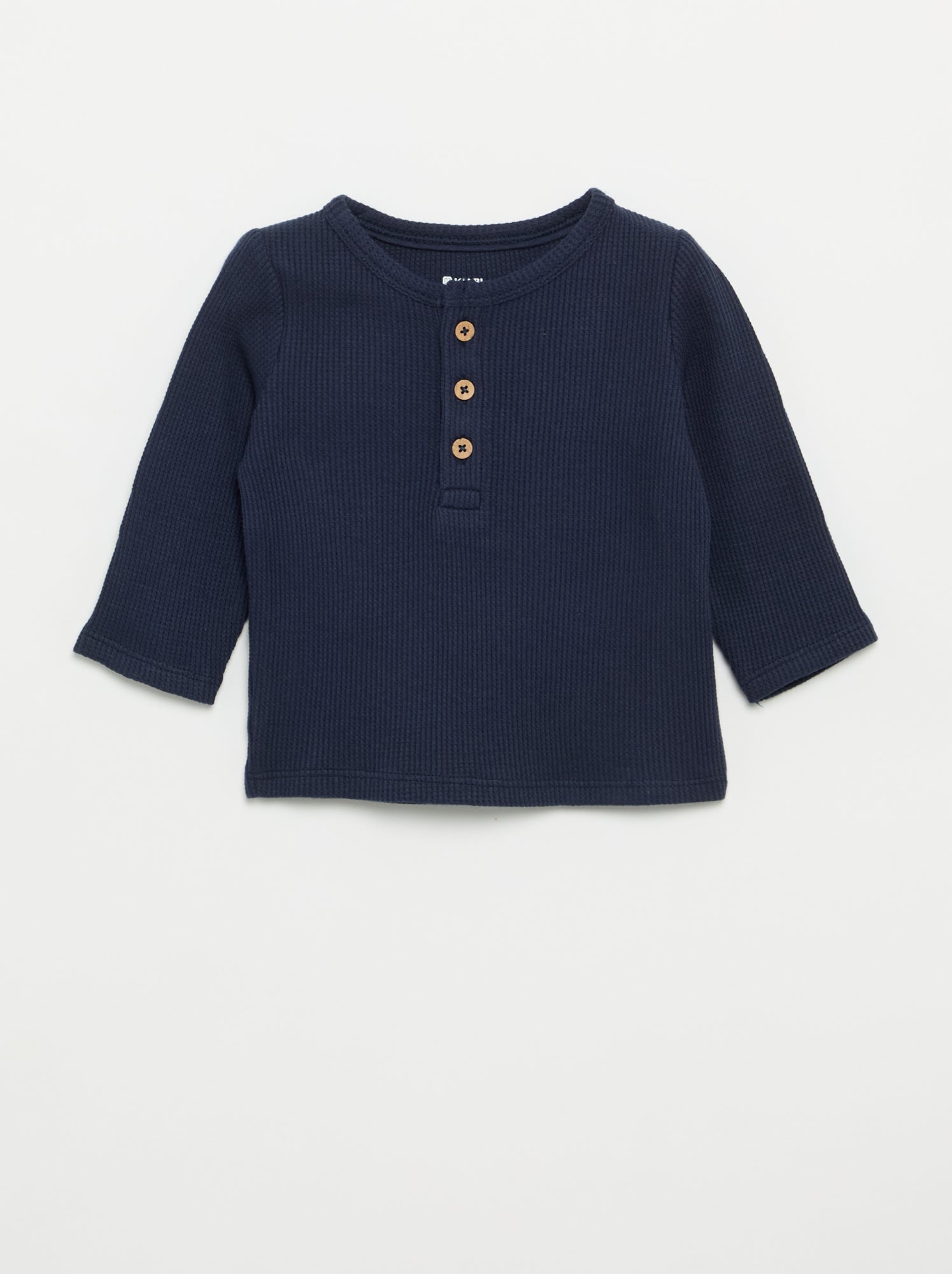 T-shirt col tunisien - Bleu