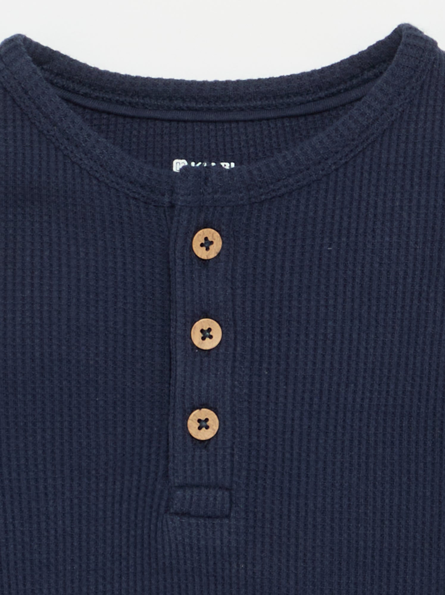T-shirt col tunisien - Bleu