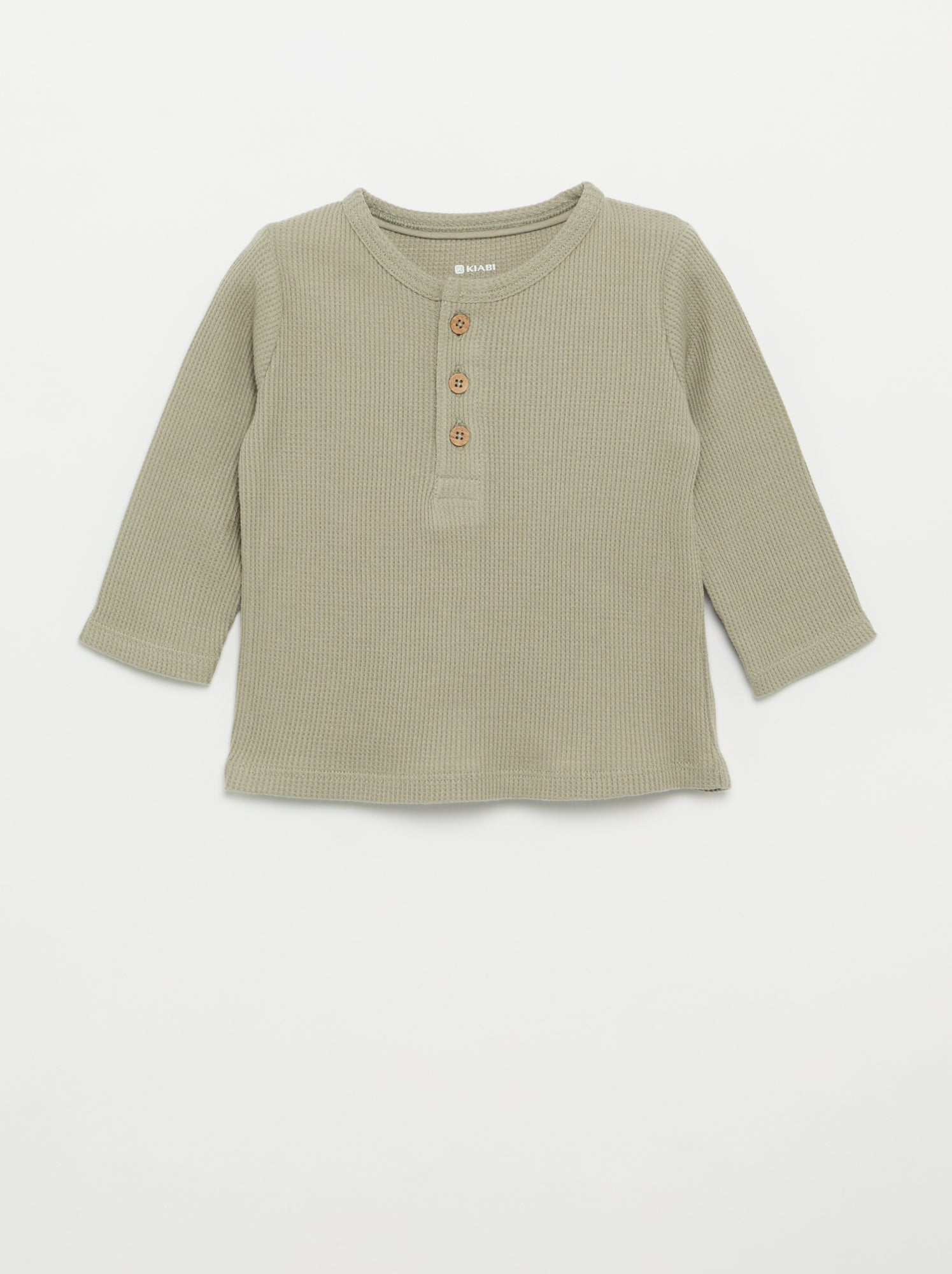 T-shirt col tunisien - Vert