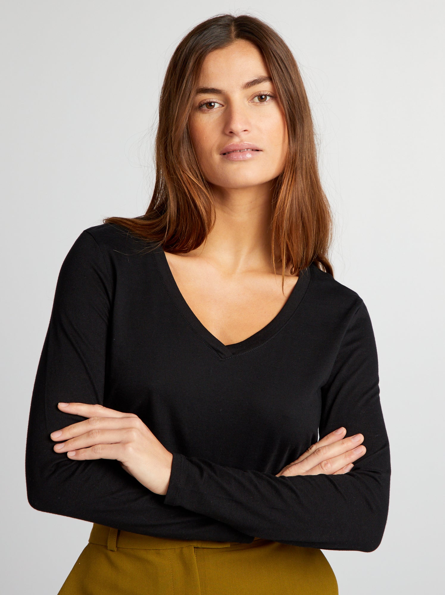 T-shirt col V - Noir