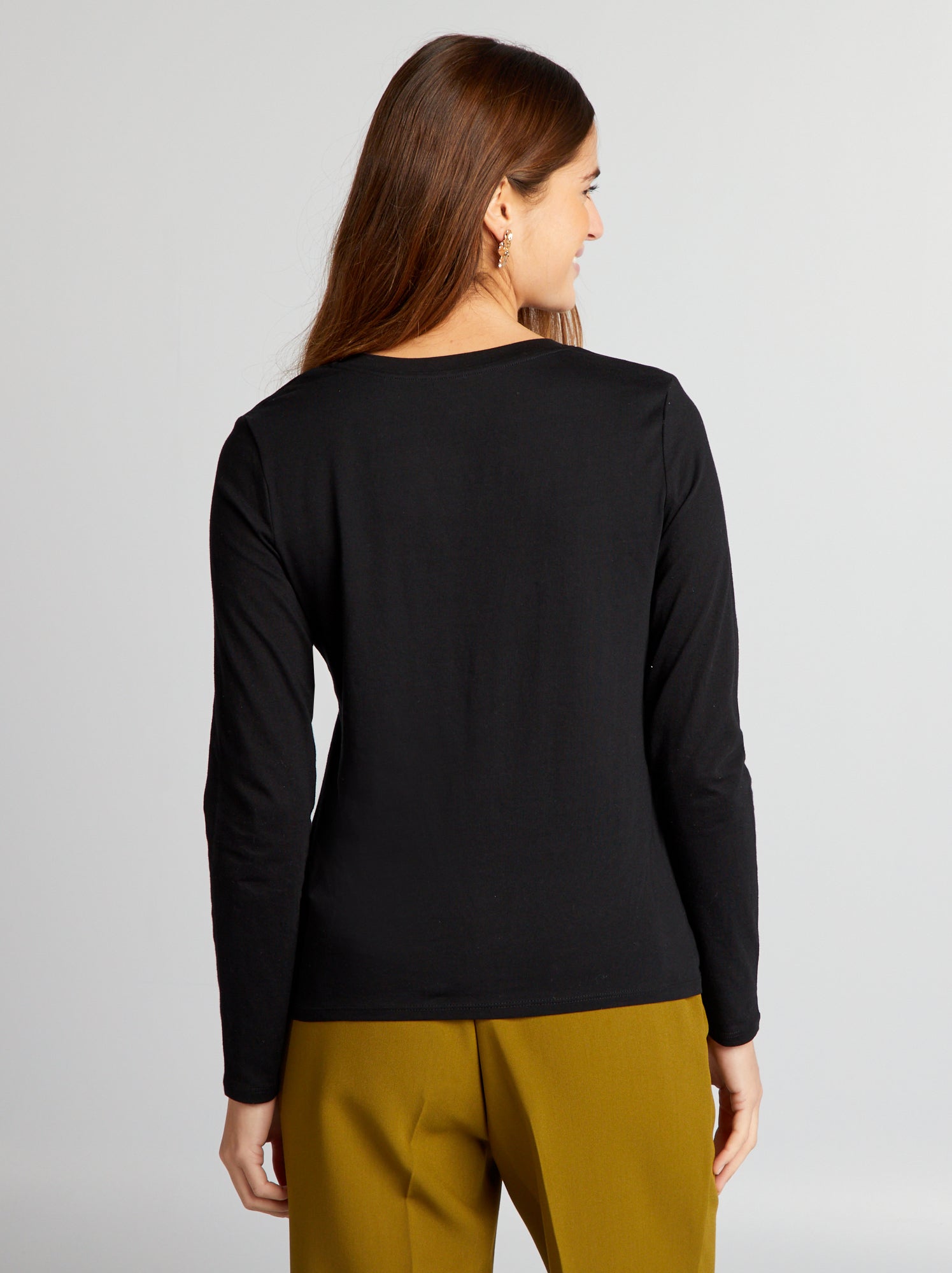 T-shirt col V - Noir