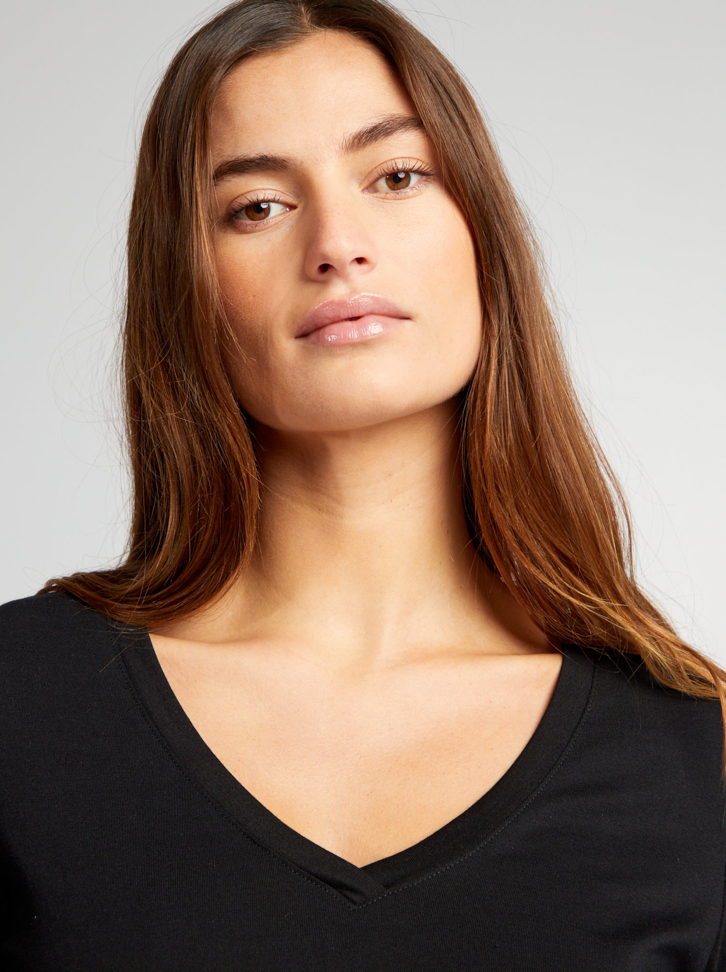 T-shirt col V - Noir