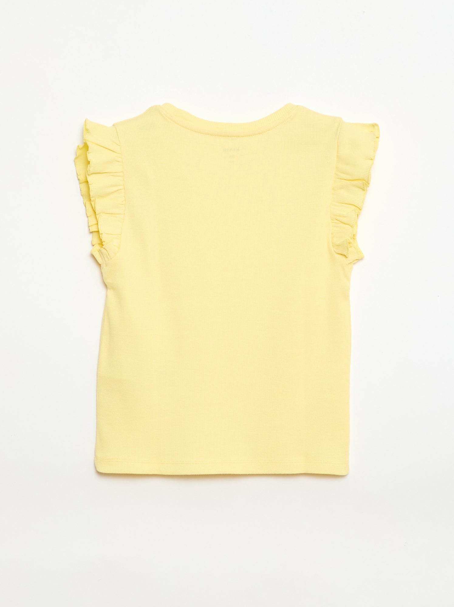 T-shirt côtelé à manches volantées - Jaune