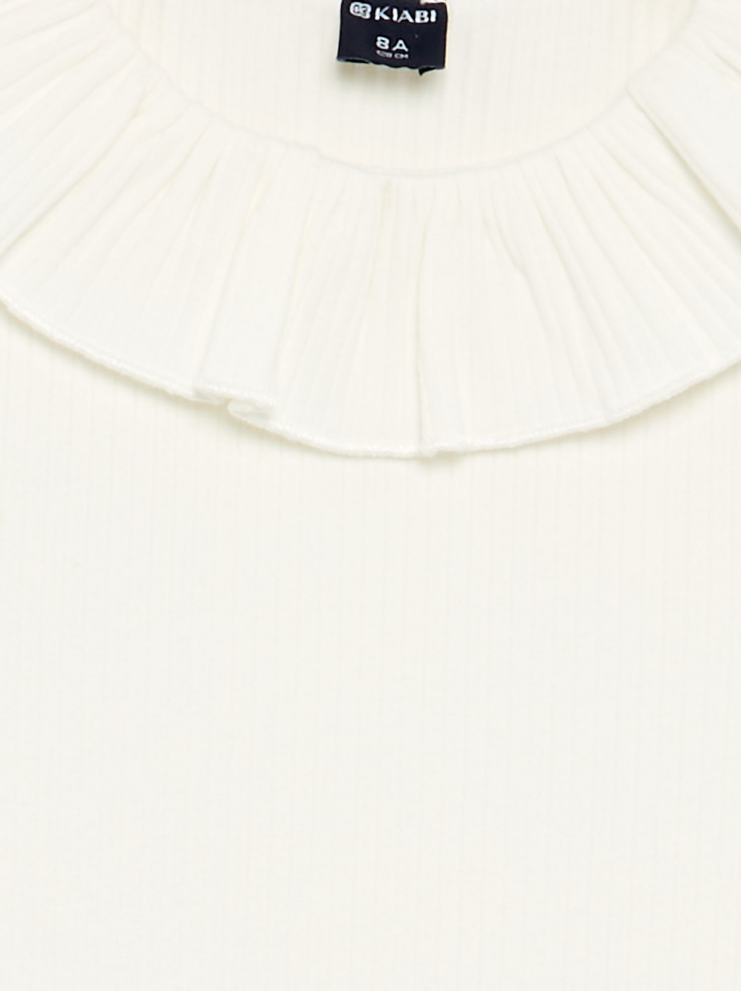 T-shirt côtelé avec collerette - Blanc