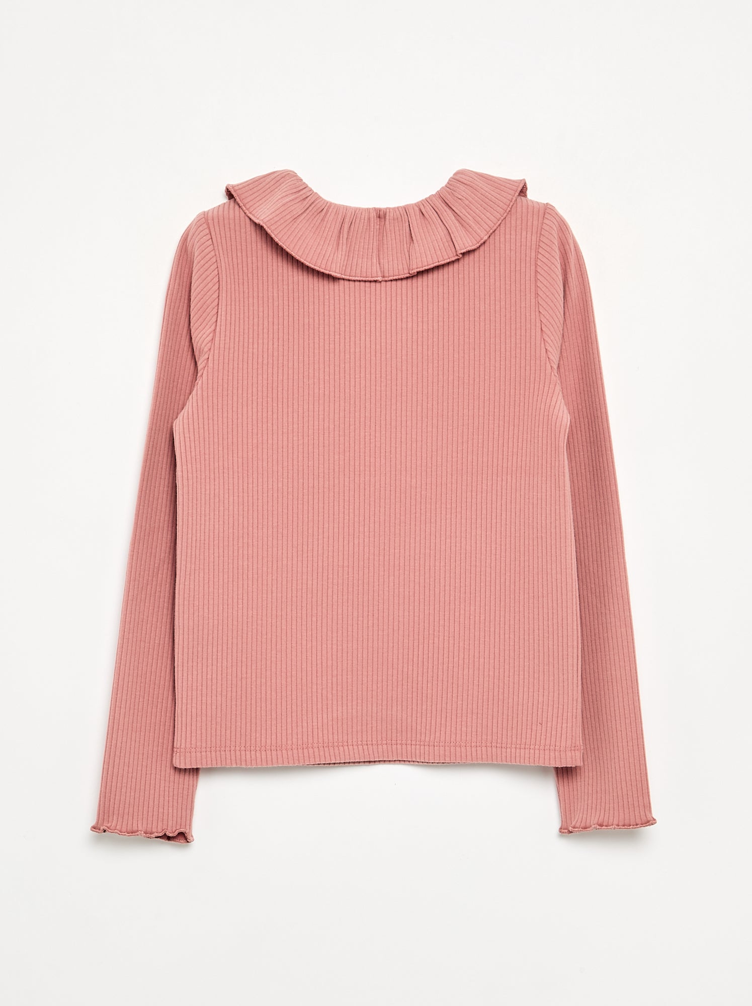 T-shirt côtelé avec collerette - Rose