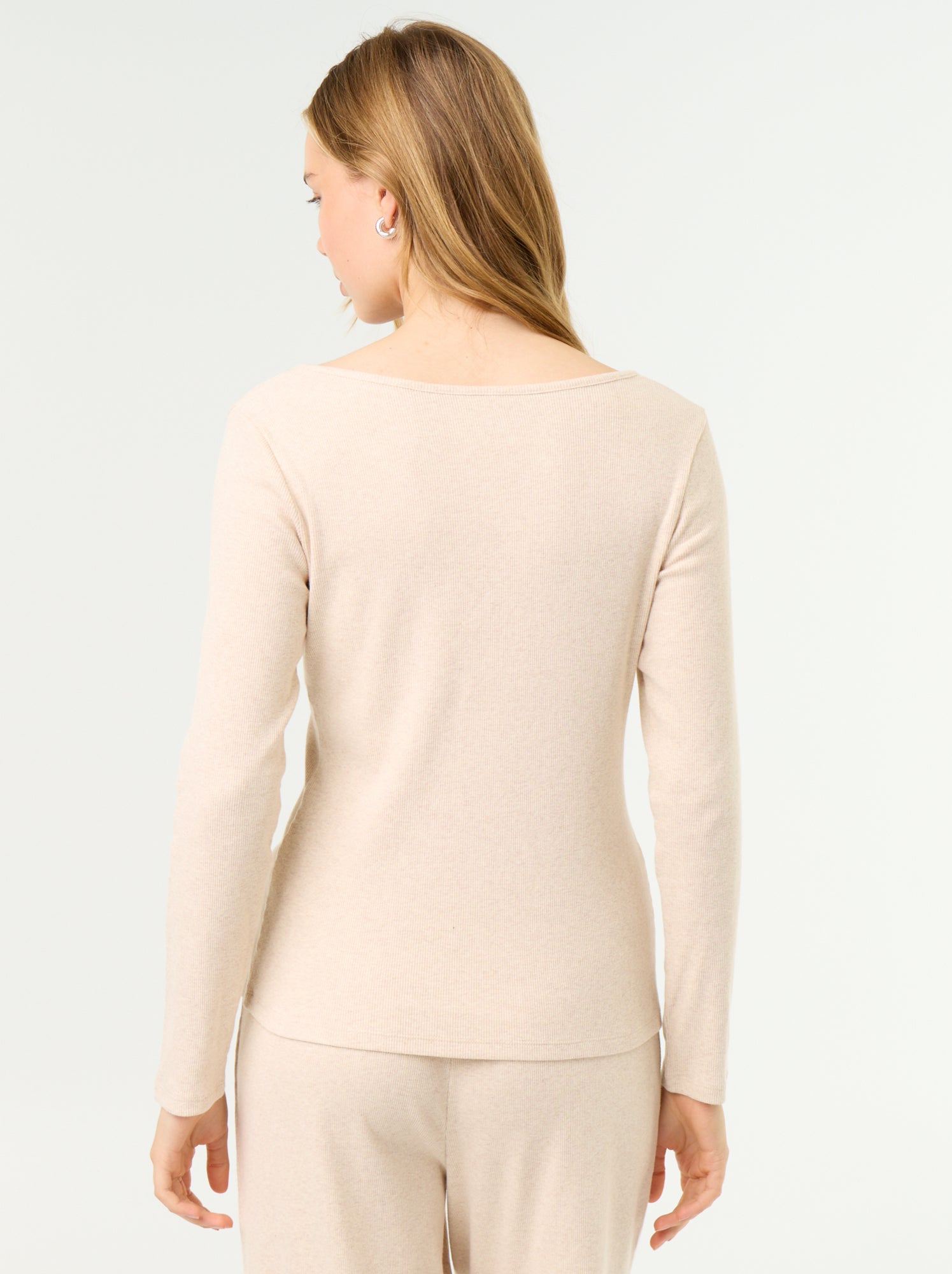 T-shirt de pyjama en maille côtelée - Beige