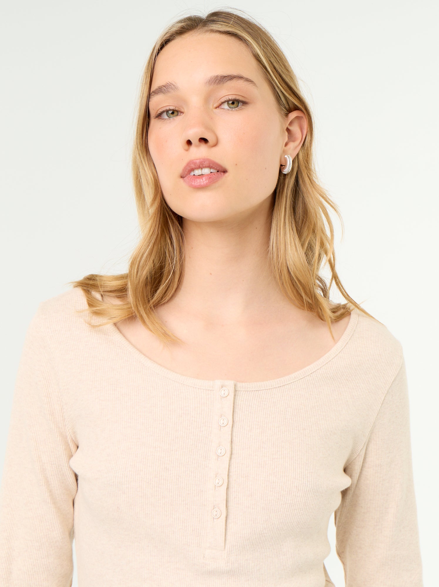T-shirt de pyjama en maille côtelée - Beige