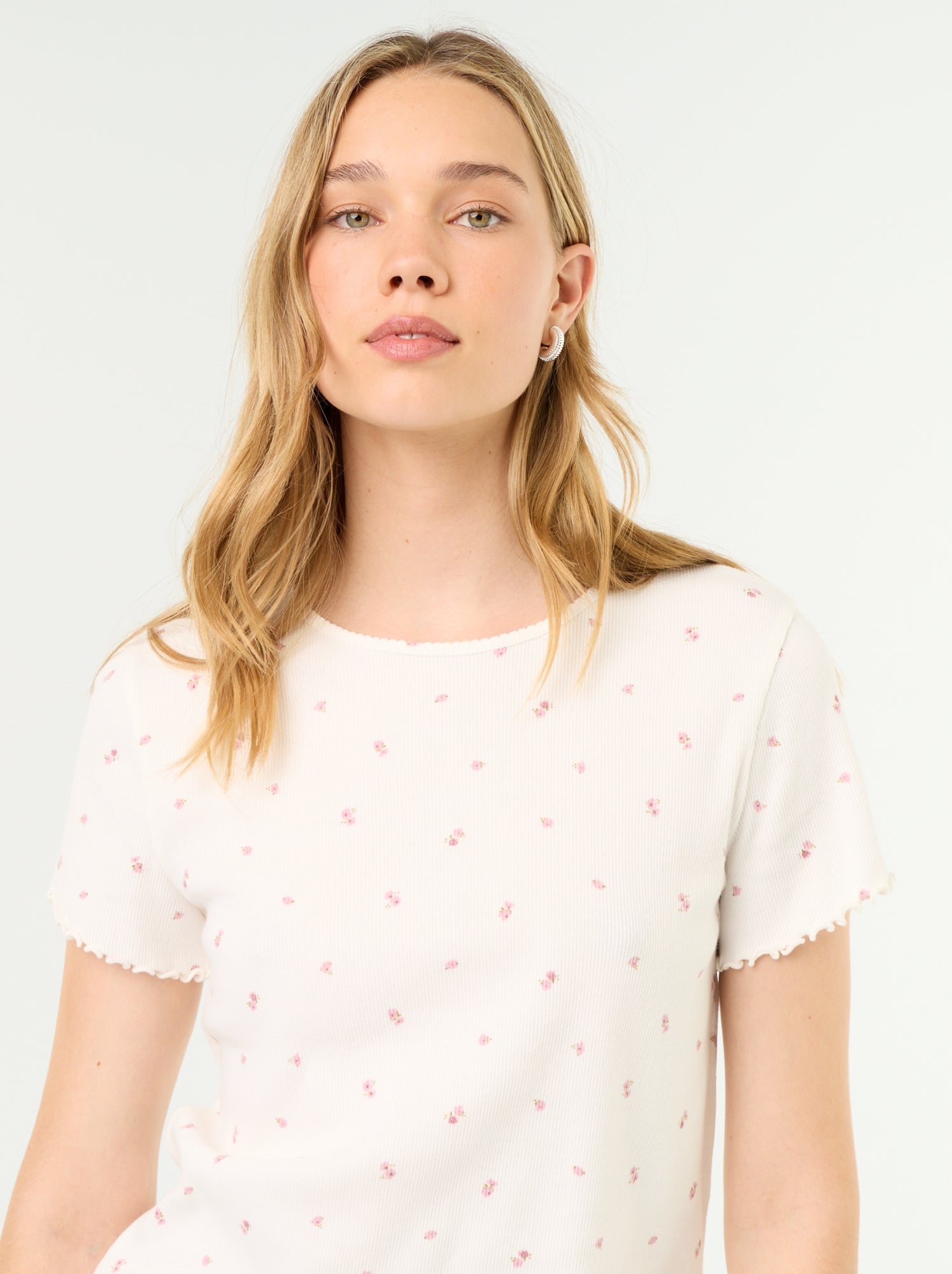T-shirt de pyjama en maille côtelée - Blanc