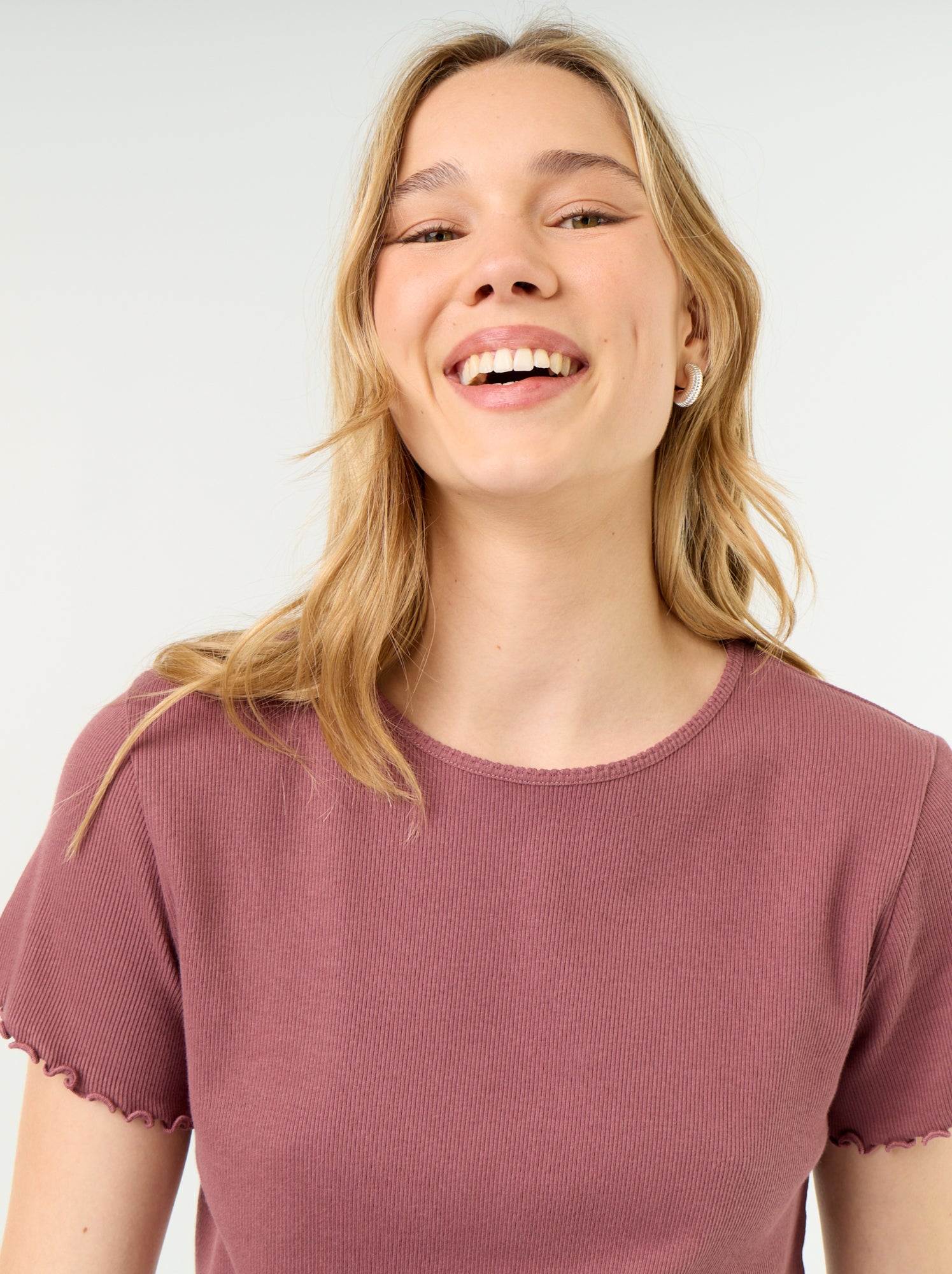 T-shirt de pyjama en maille côtelée - Rose