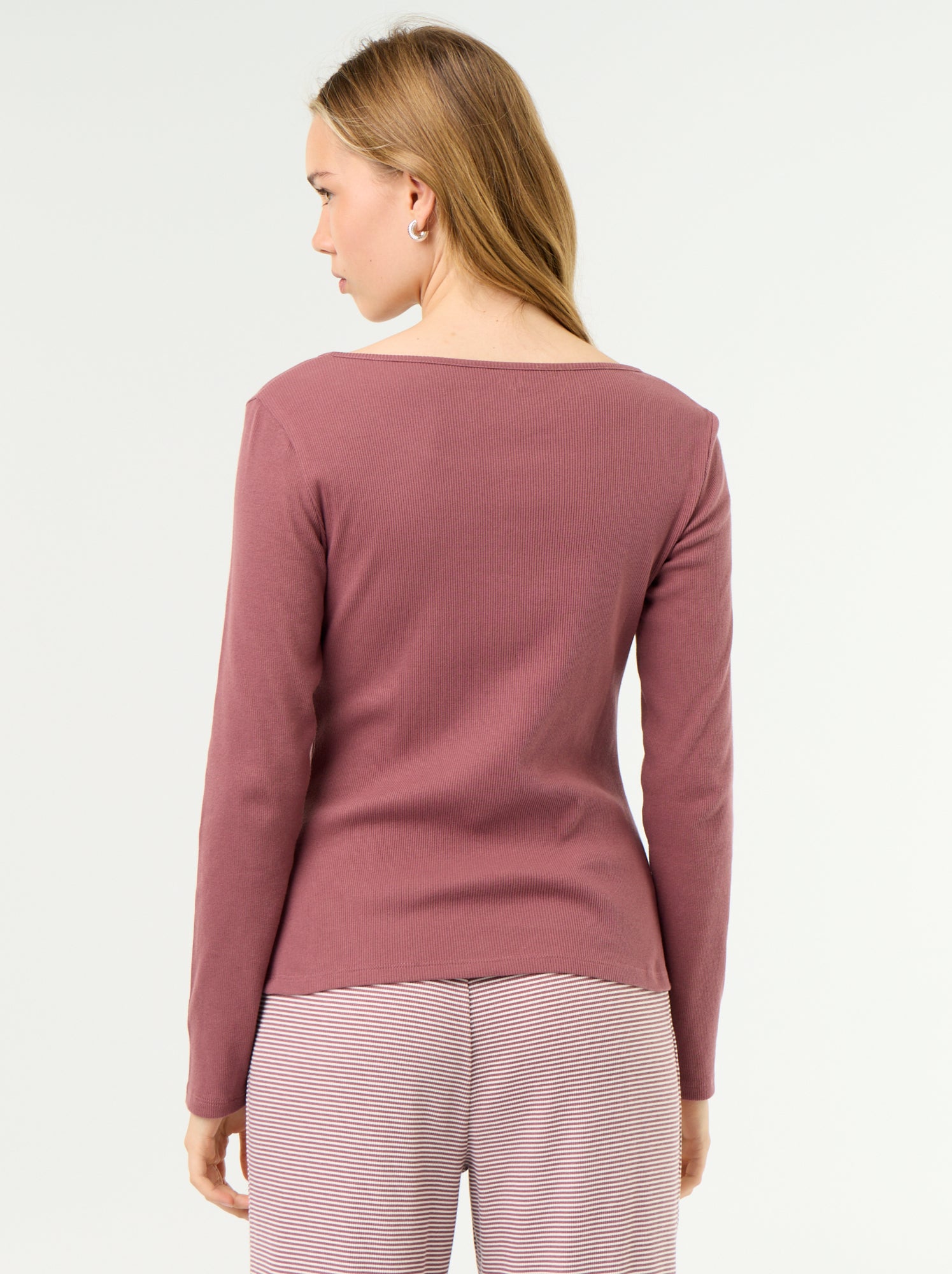 T-shirt de pyjama en maille côtelée - Rose