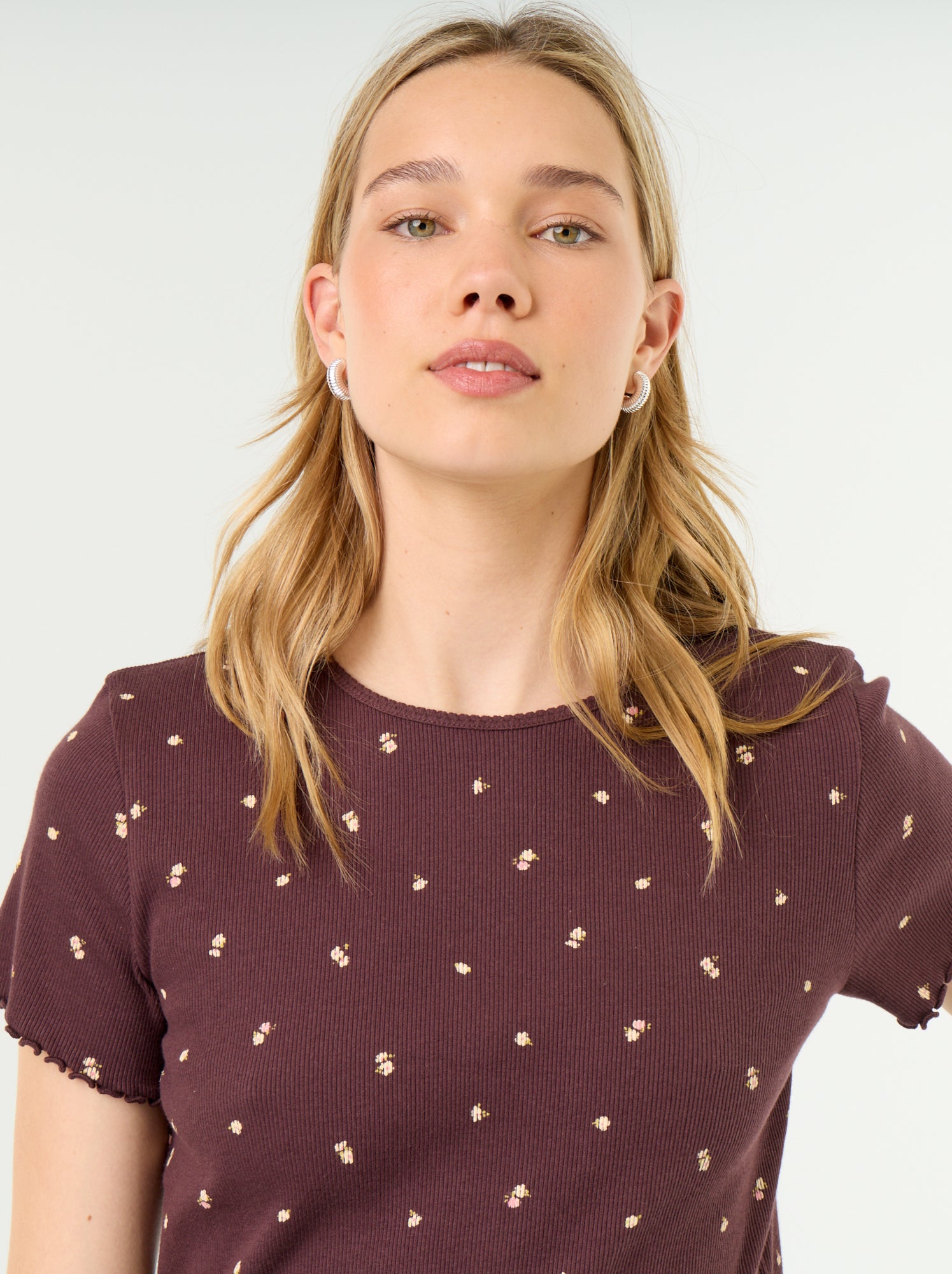 T-shirt de pyjama en maille côtelée - Rouge