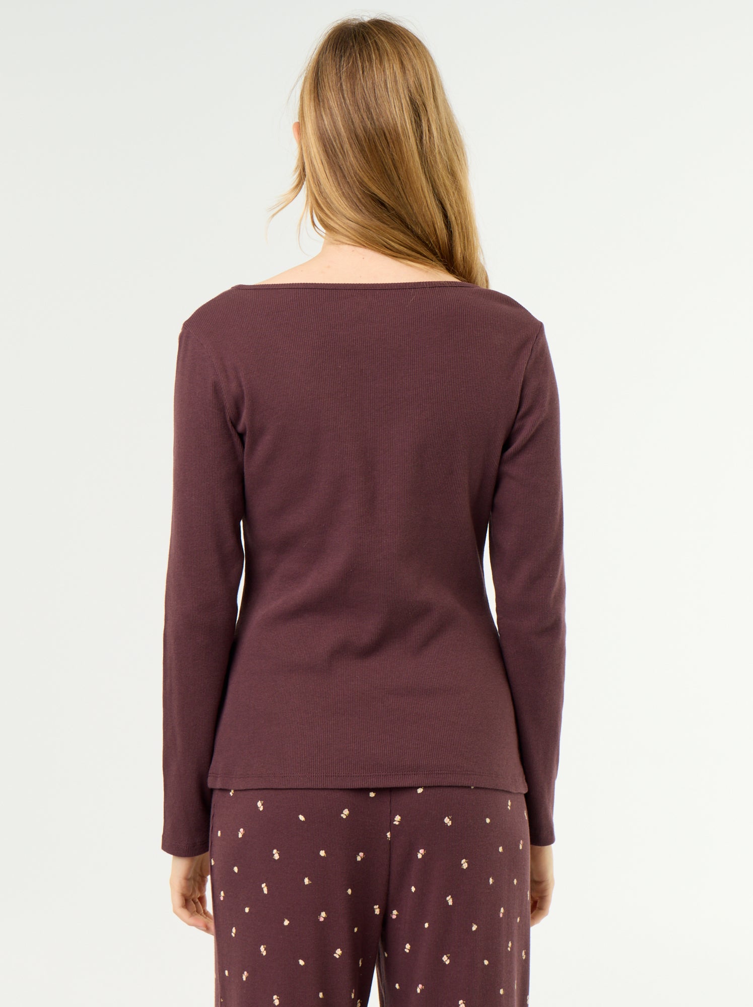 T-shirt de pyjama en maille côtelée - Violet