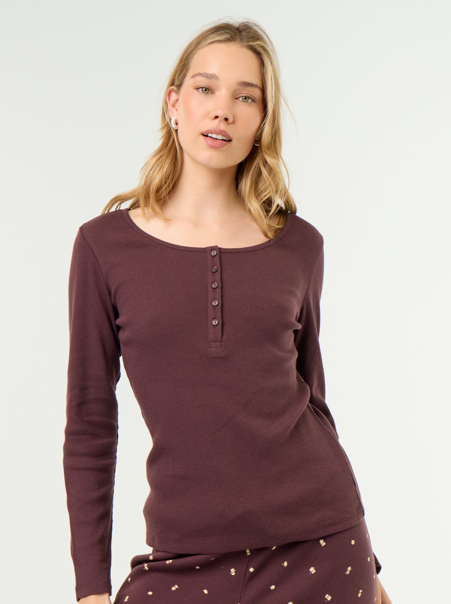T-shirt de pyjama en maille côtelée - Violet