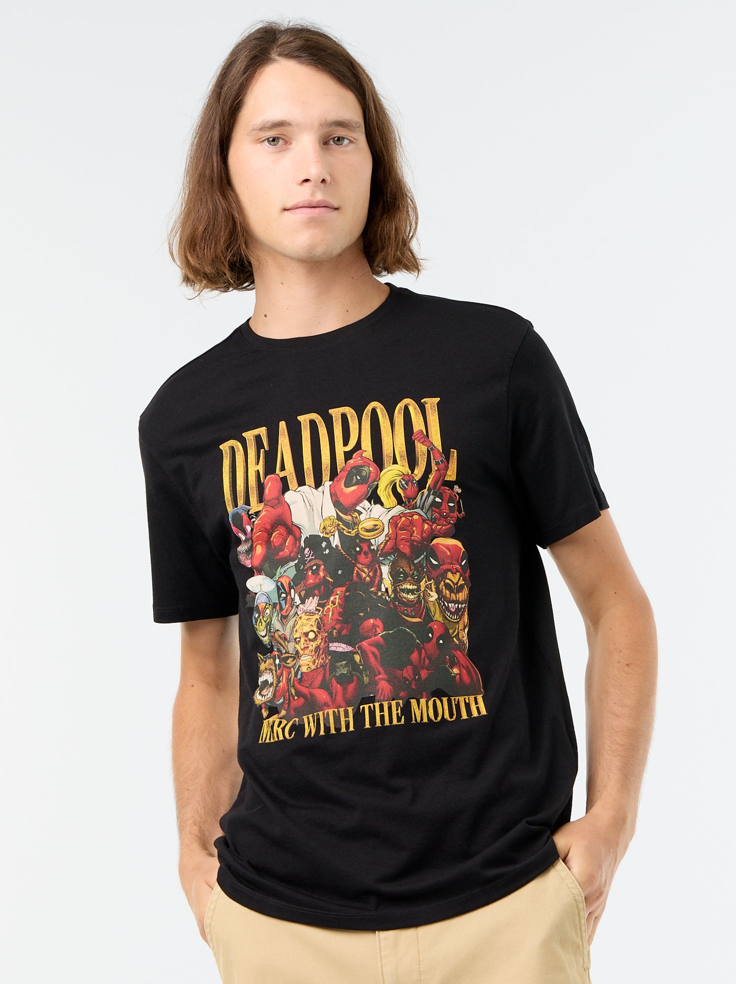 T-shirt 'Deadpool' 'Marvel' à manches courtes - Noir