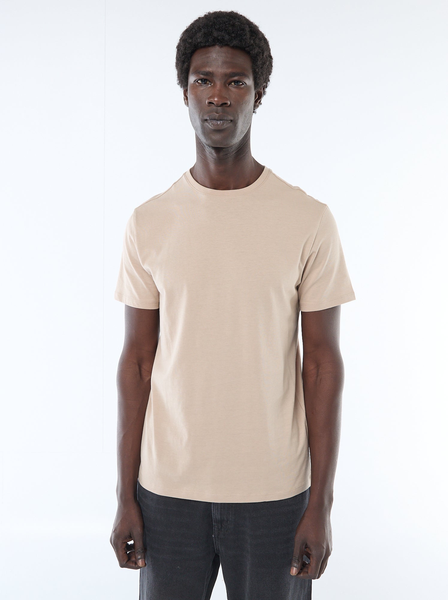 T-shirt en jersey à col rond pour homme - Beige (VT552_181)