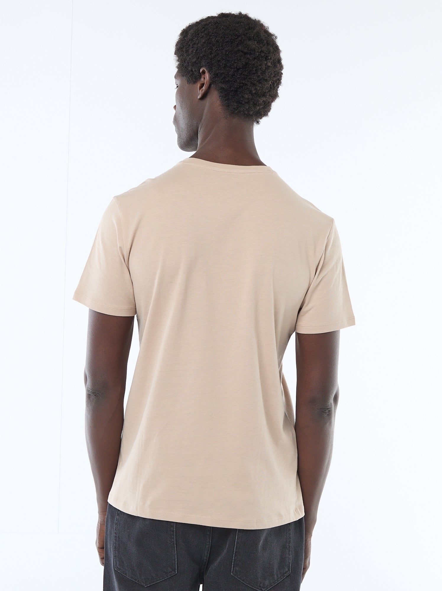 T-shirt en jersey à col rond pour homme - Beige (VT552_181)