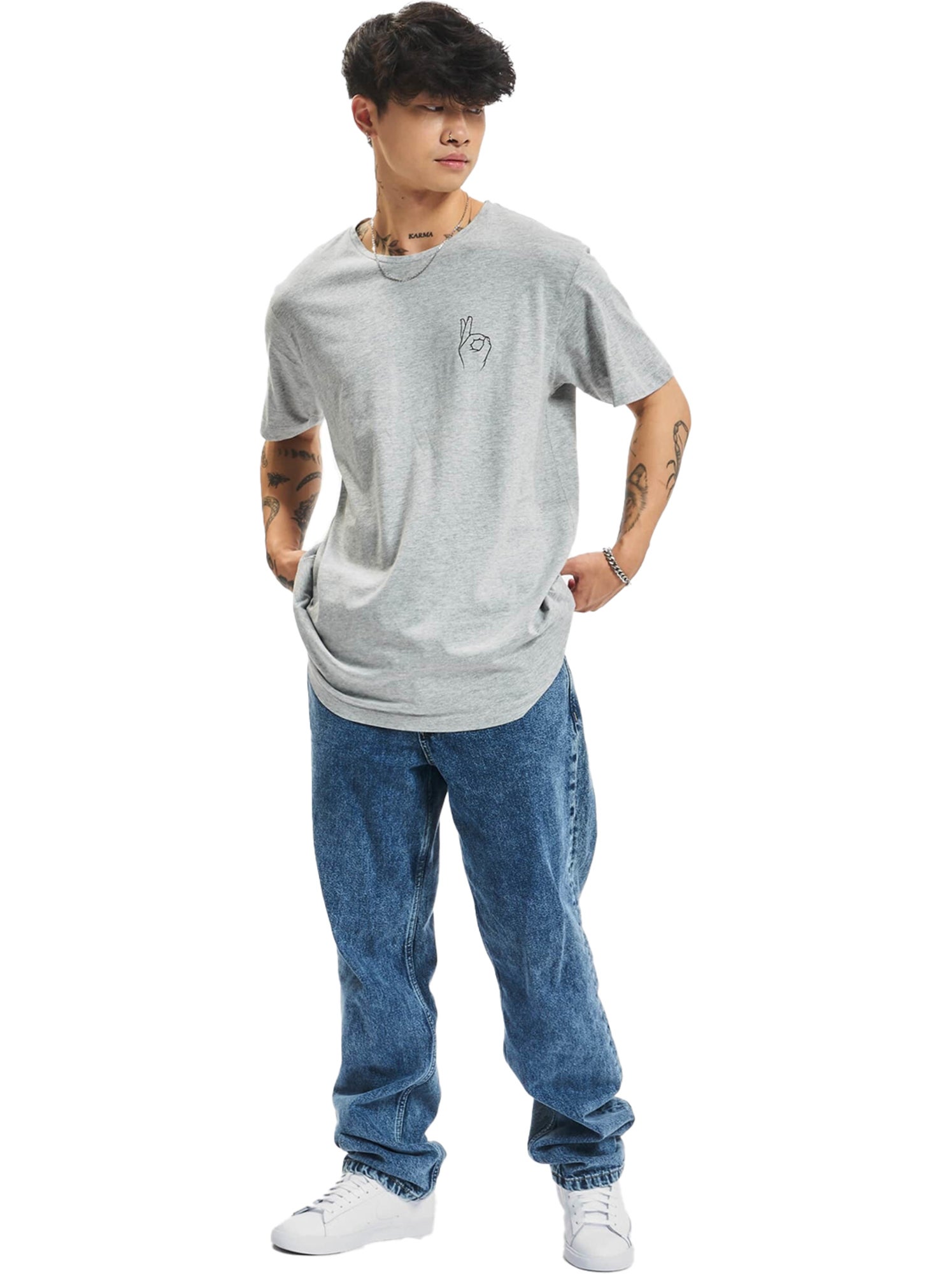 T-shirt easy sign - mister tee - Gris chiné
