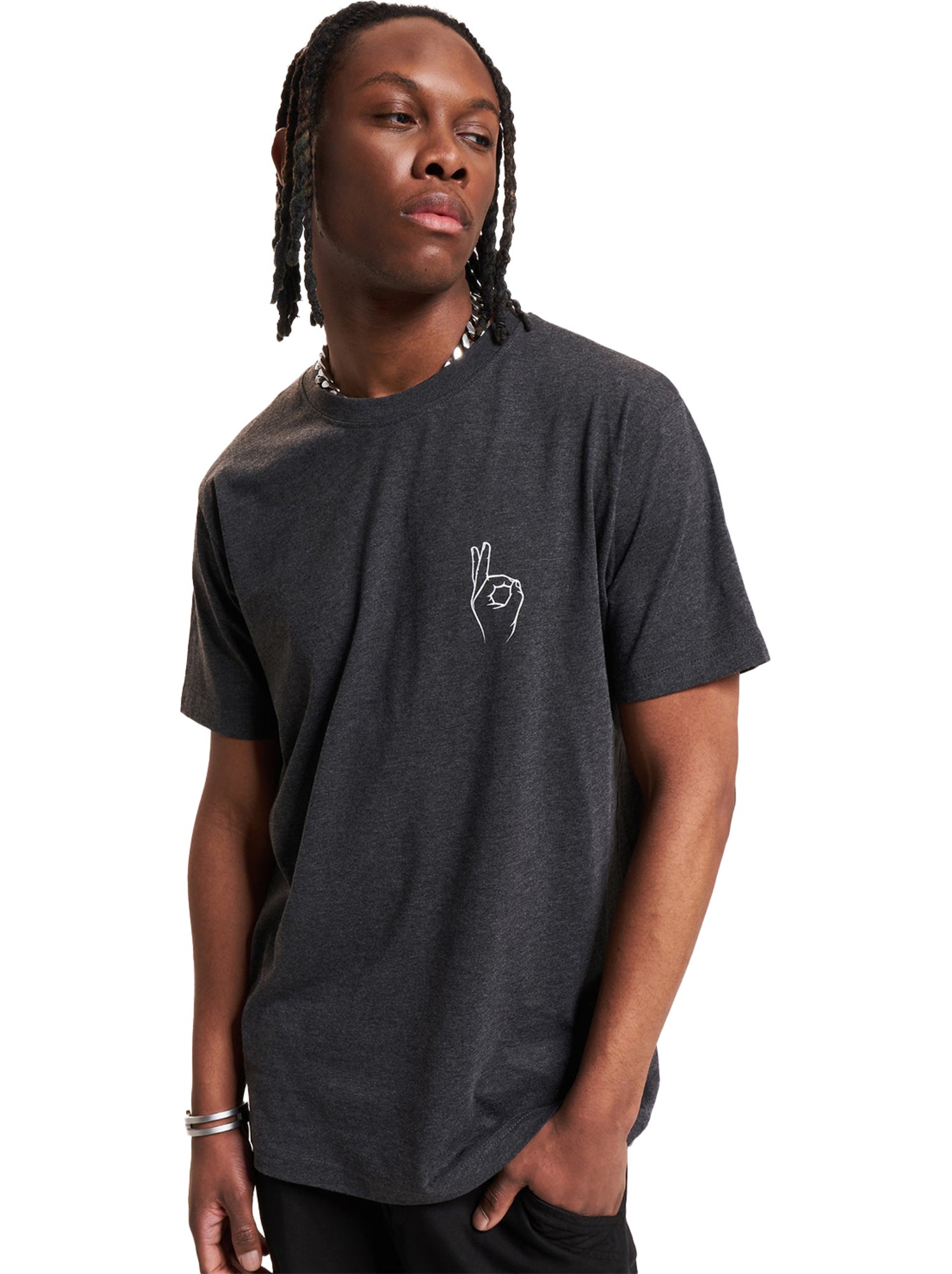 T-shirt easy sign - mister tee - Gris Gris anthracite