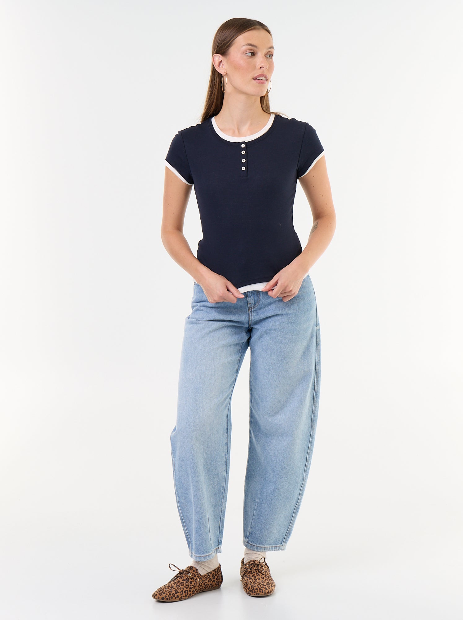 T-shirt effet 2-en-1 manches courtes - Bleu (GKD44_1)