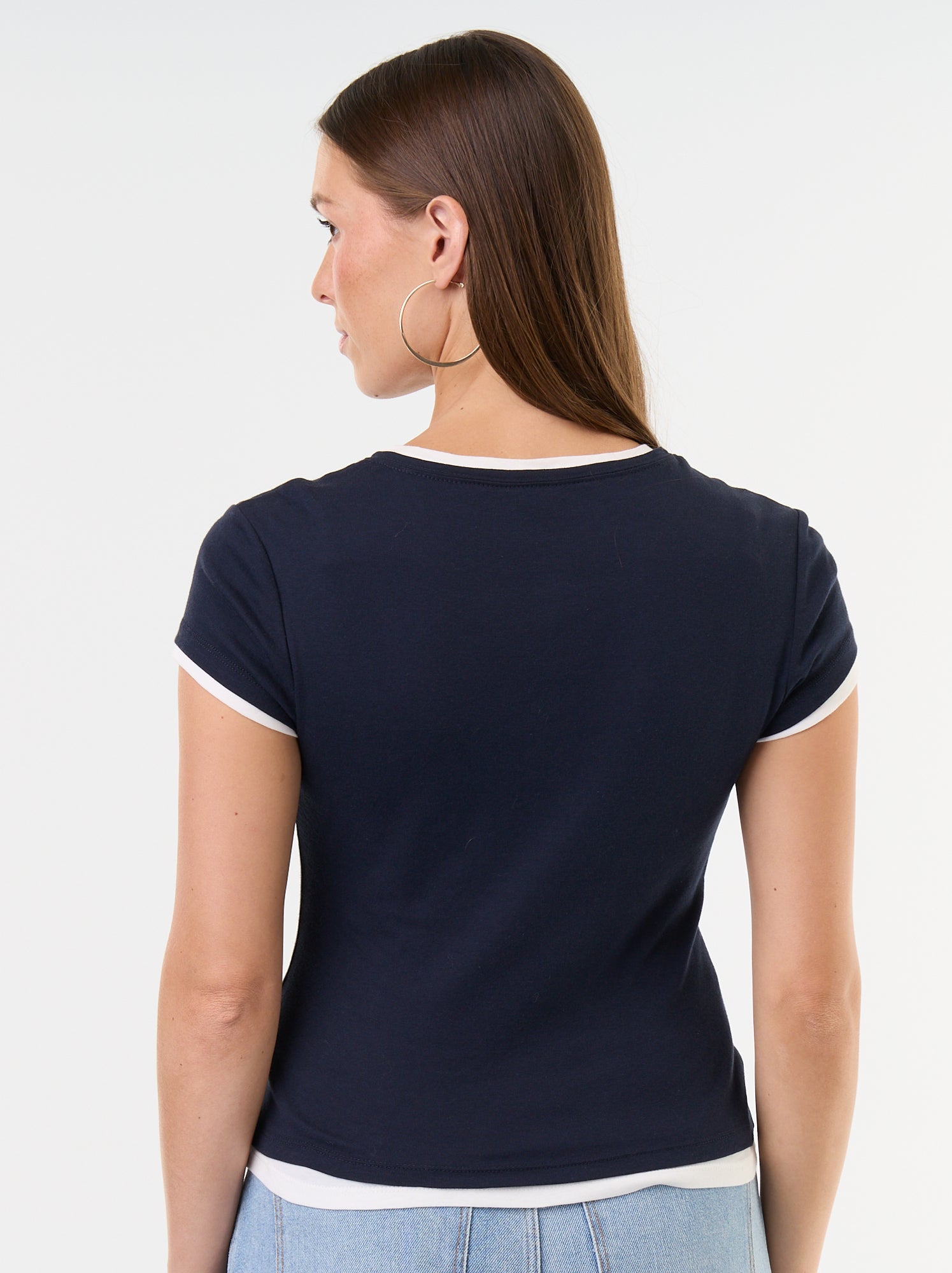 T-shirt effet 2-en-1 manches courtes - Bleu (GKD44_1)
