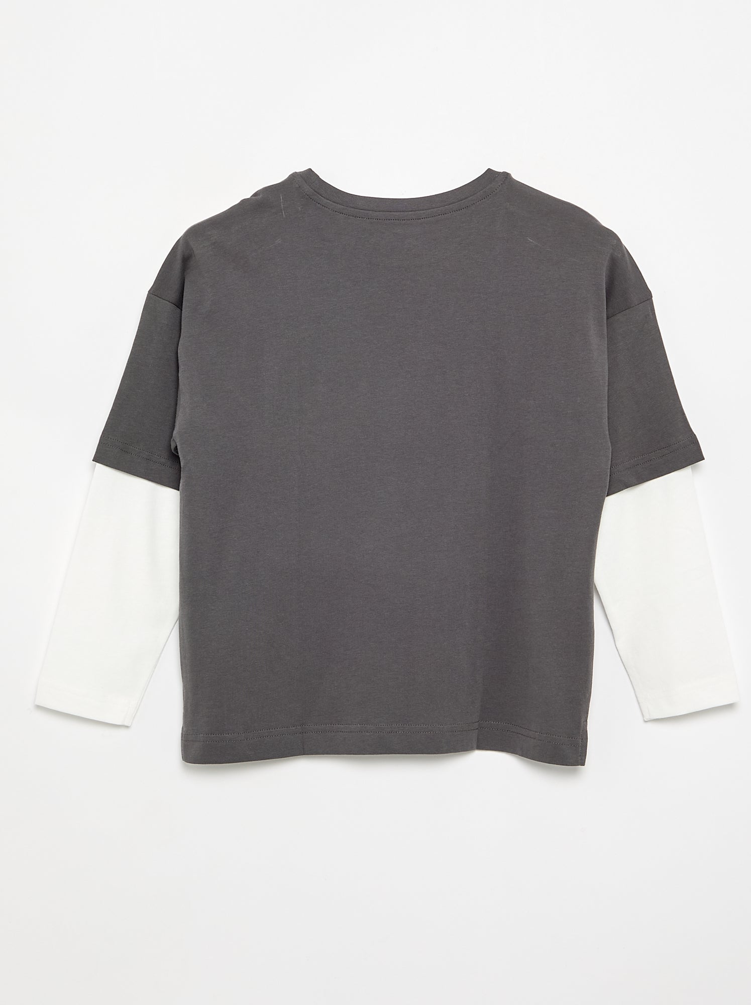T-shirt effet 2-en-1 manches longues - Gris