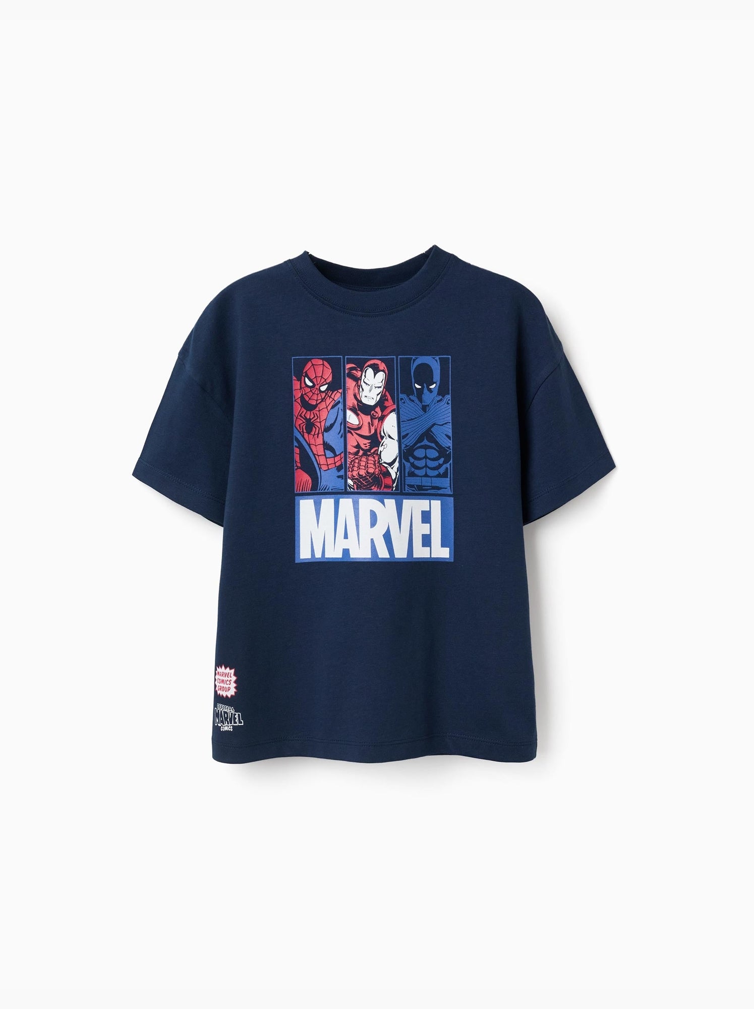 T-shirt en coton avec imprimés marvel - Bleu foncé