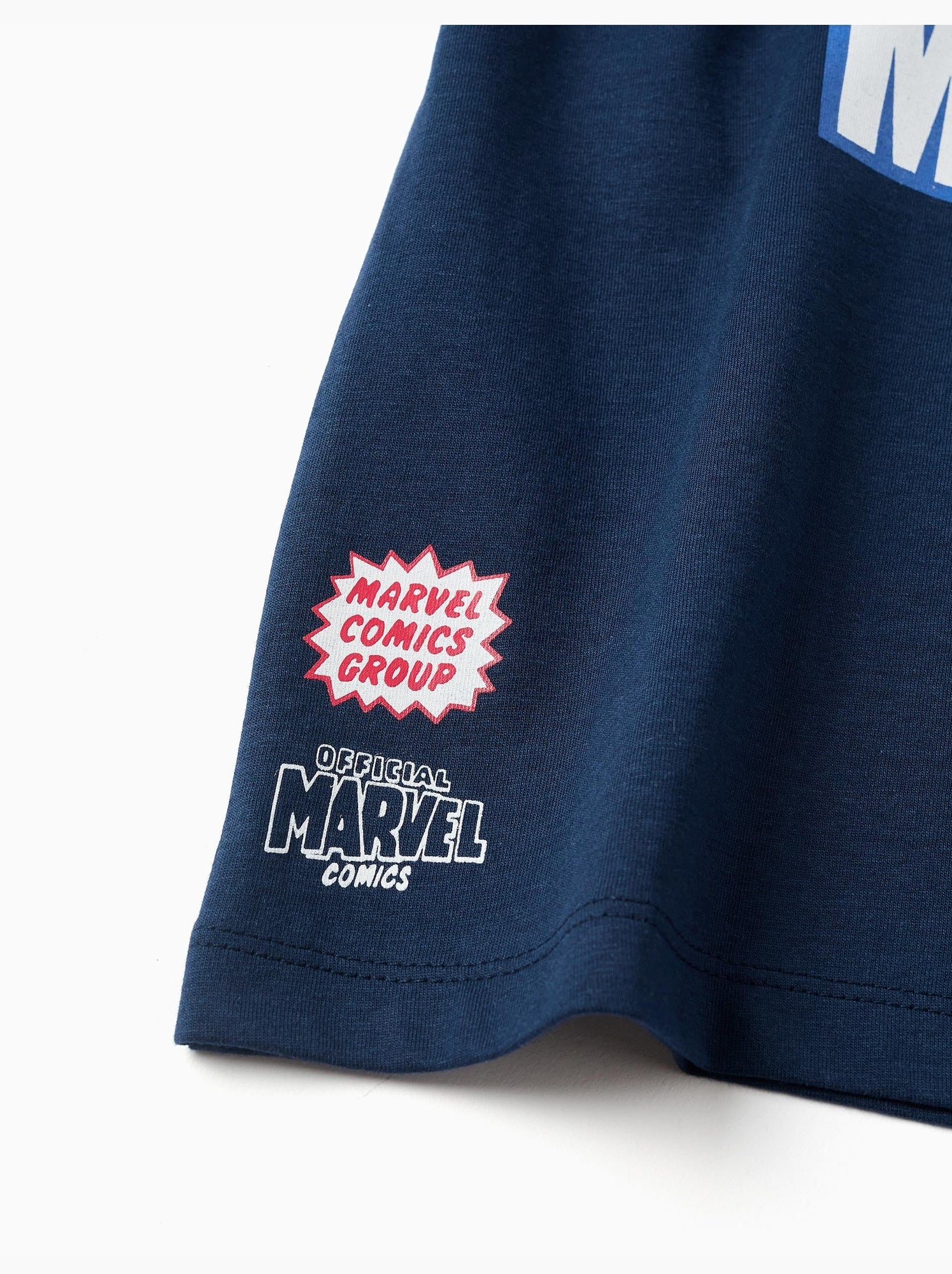 T-shirt en coton avec imprimés marvel - Bleu foncé
