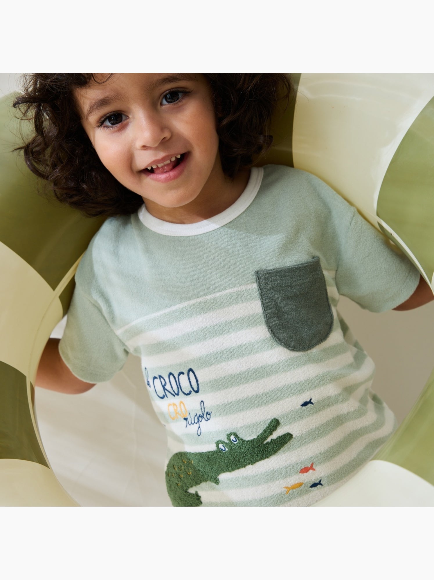 T-shirt en éponge crocro rigolo - Kaki