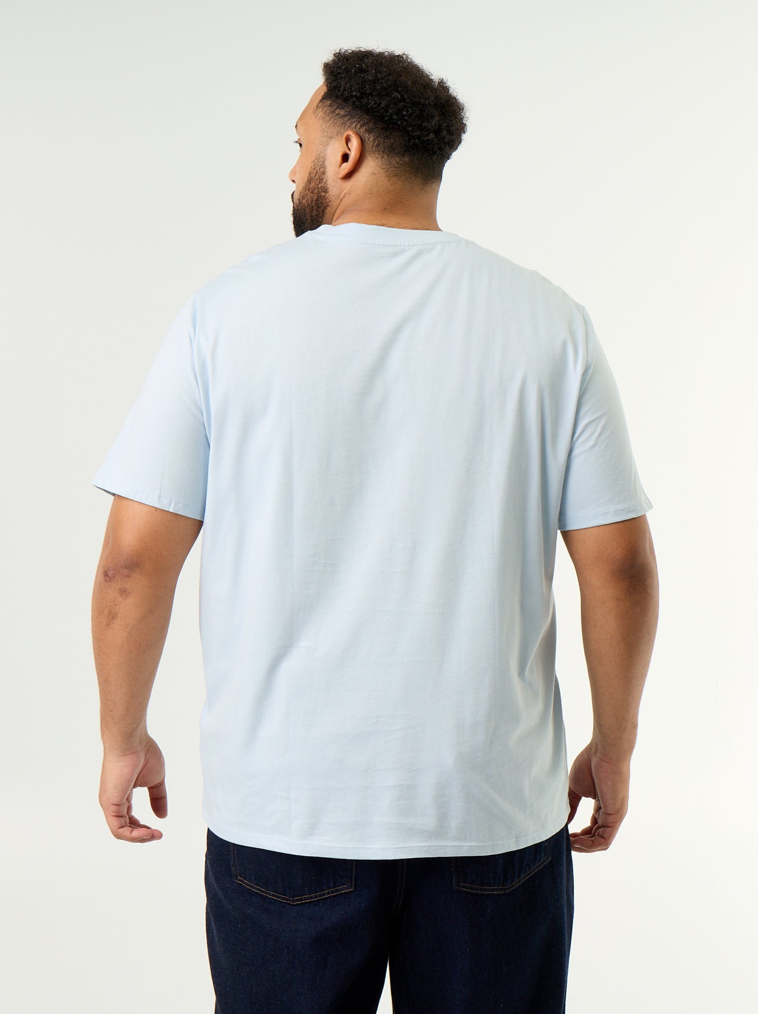 T-shirt en jersey à col V - Bleu (VS914_84)