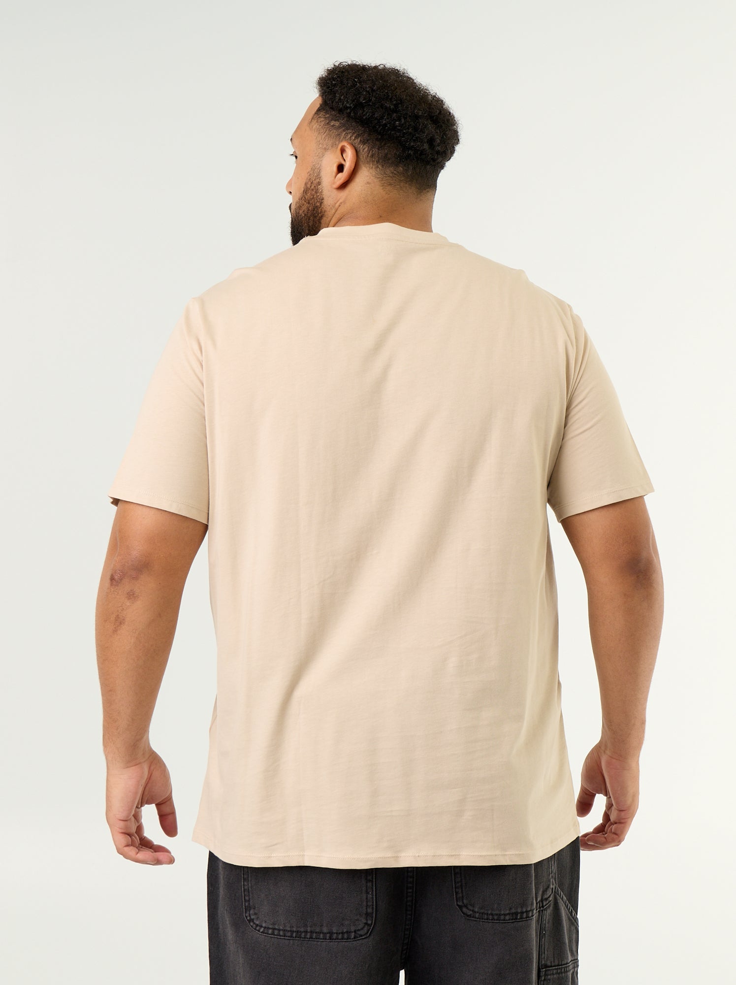 T-shirt en jersey à col V - Beige
