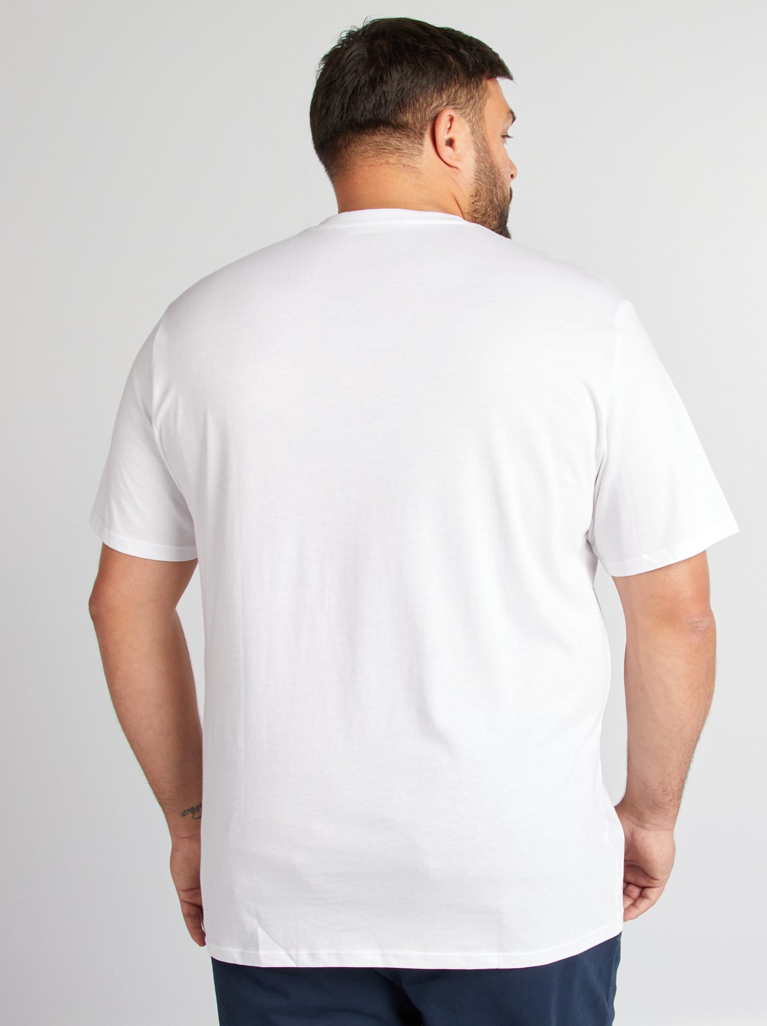 T-shirt en jersey à col V - Blanc