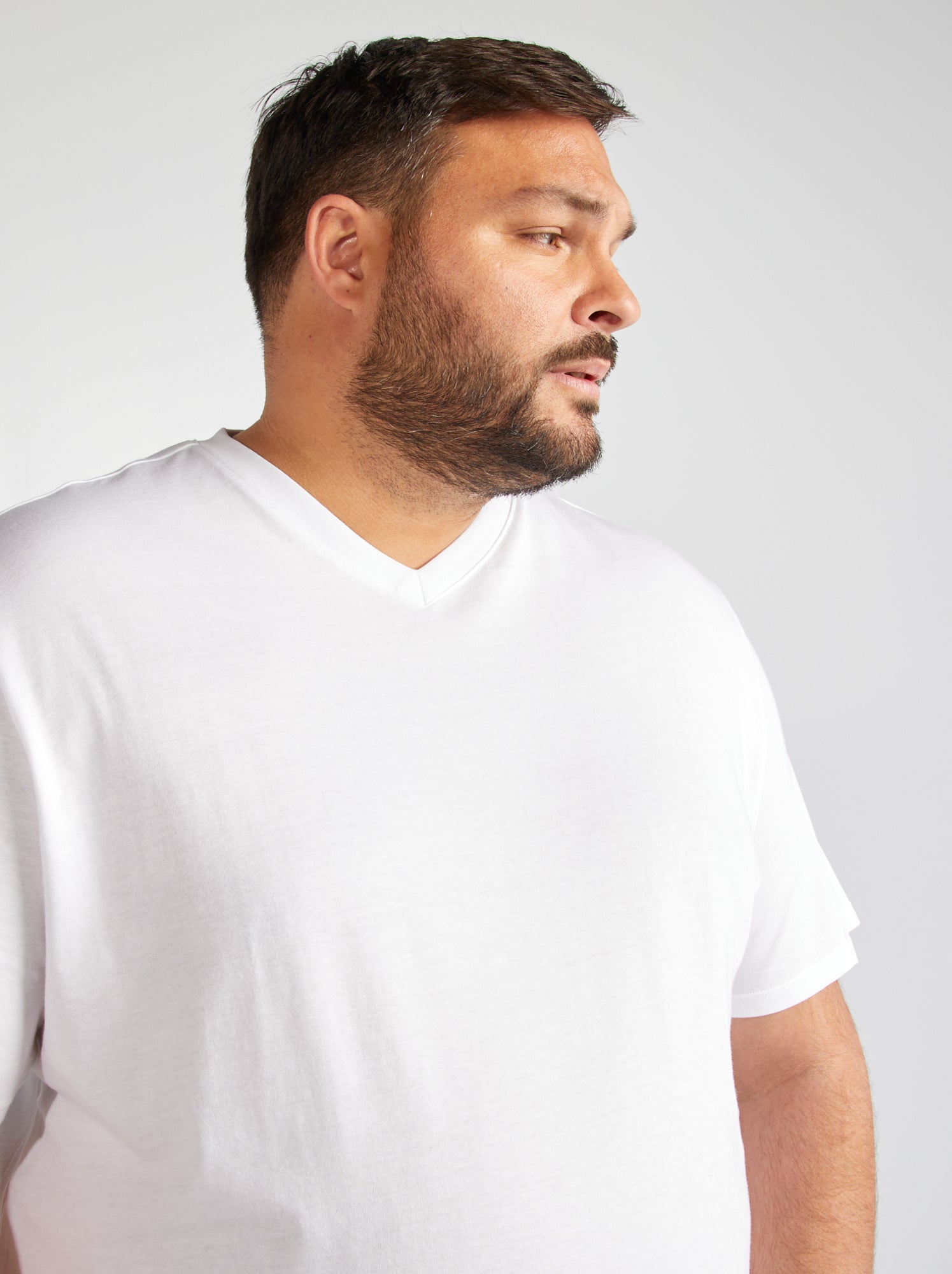T-shirt en jersey à col V - Blanc