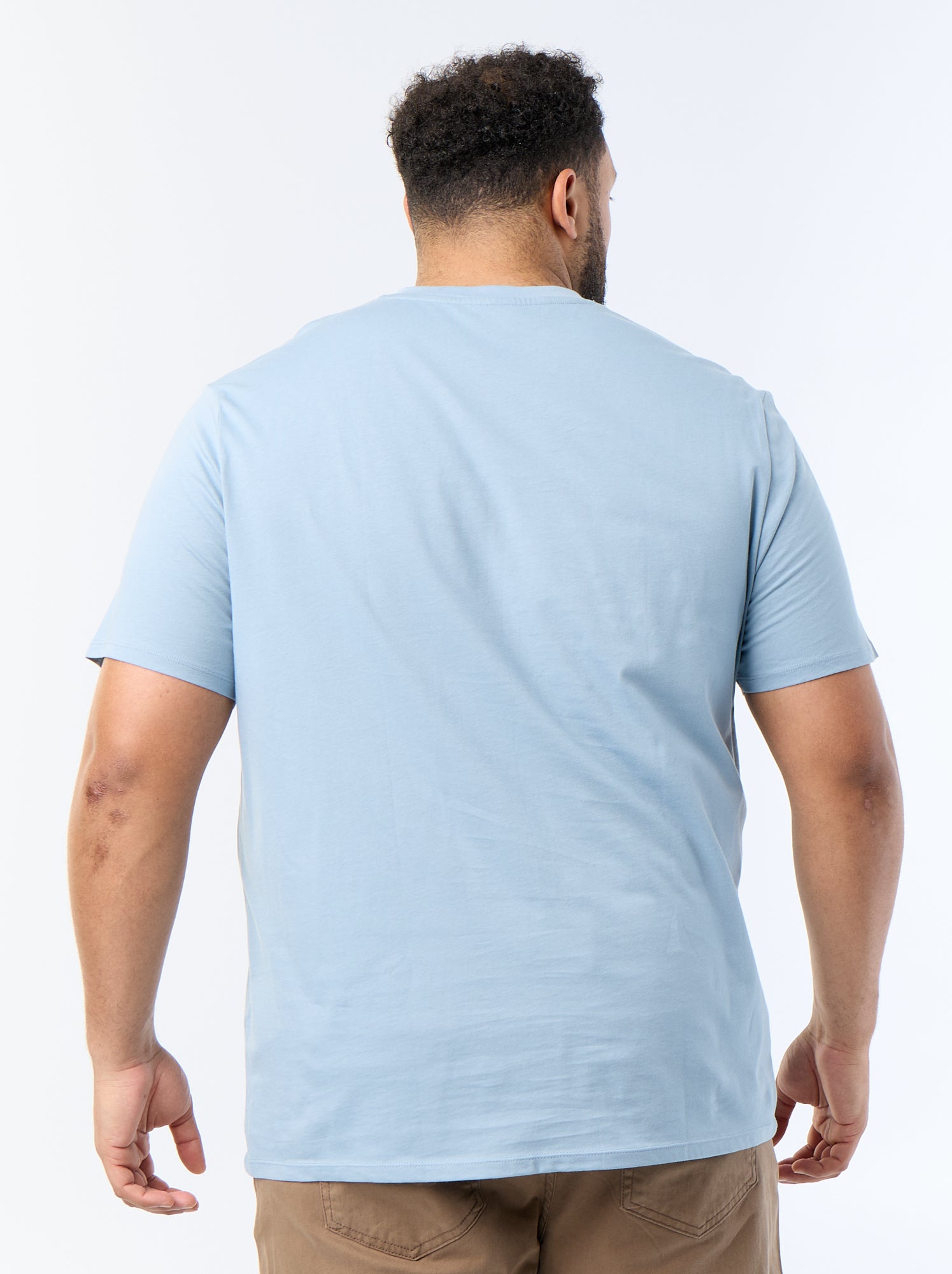 T-shirt en jersey à col V - Bleu (VS914_80)