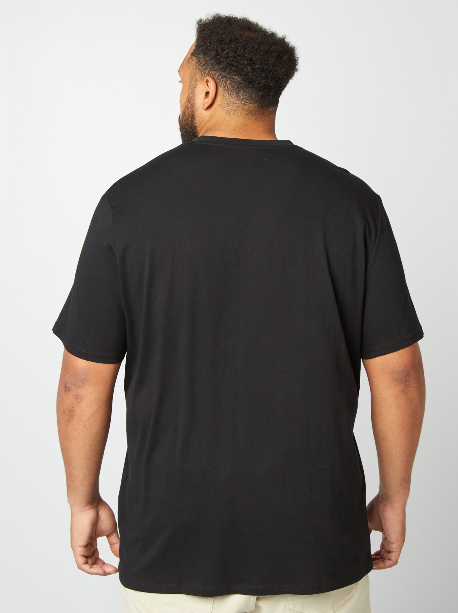 T-shirt en jersey à col V - Noir