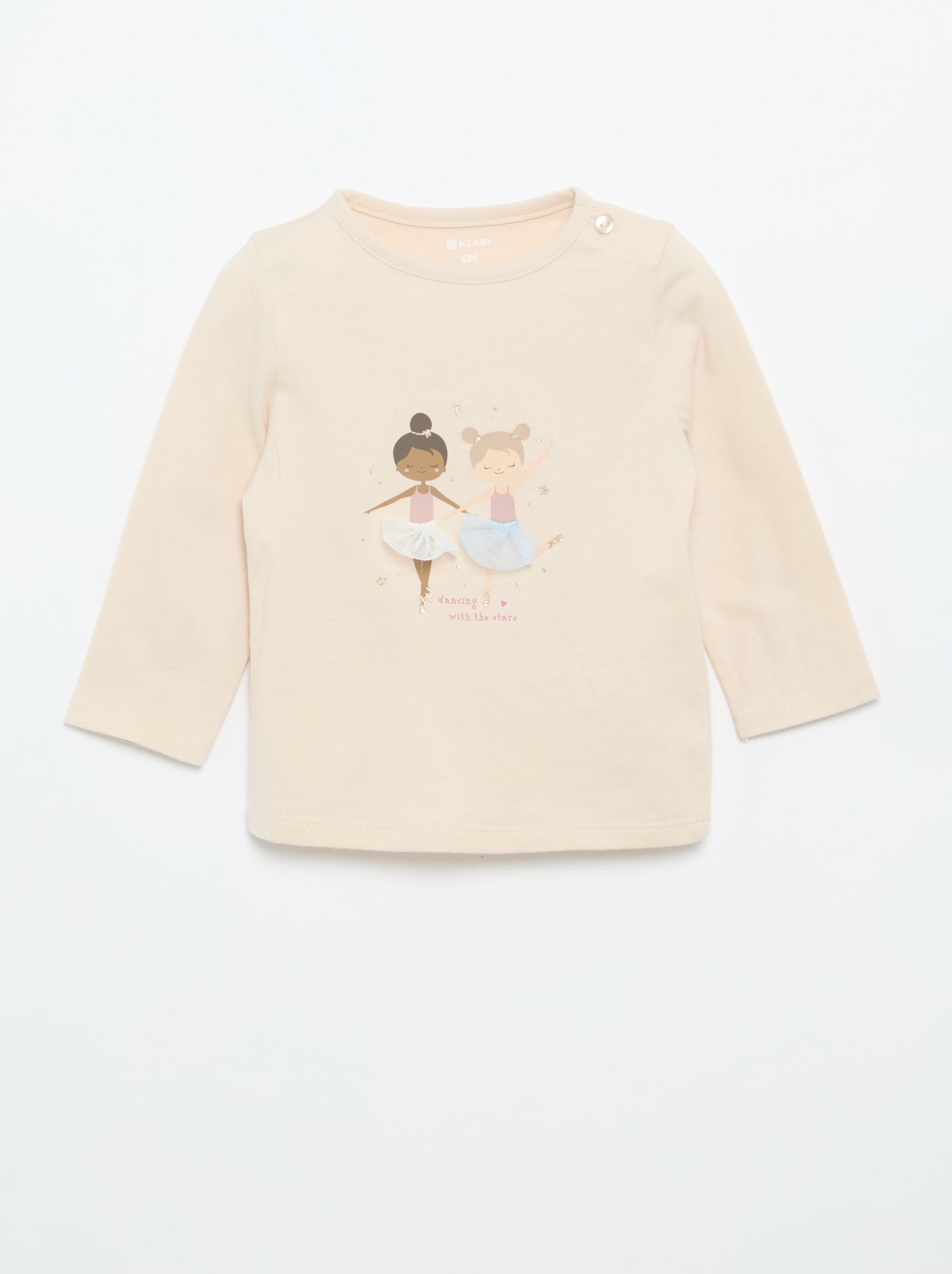 T-shirt en jersey à manches longues - Beige